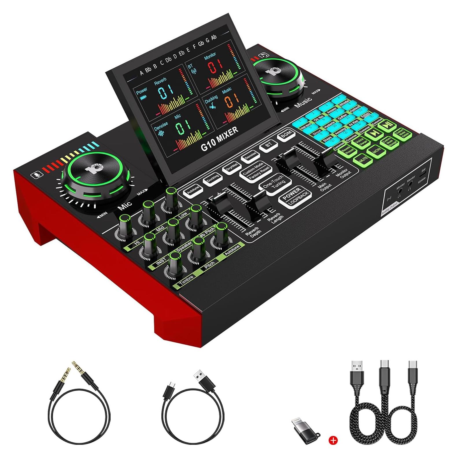 Mezclador de Audio Tenlamp G10 con Tarjeta de Sonido 48V