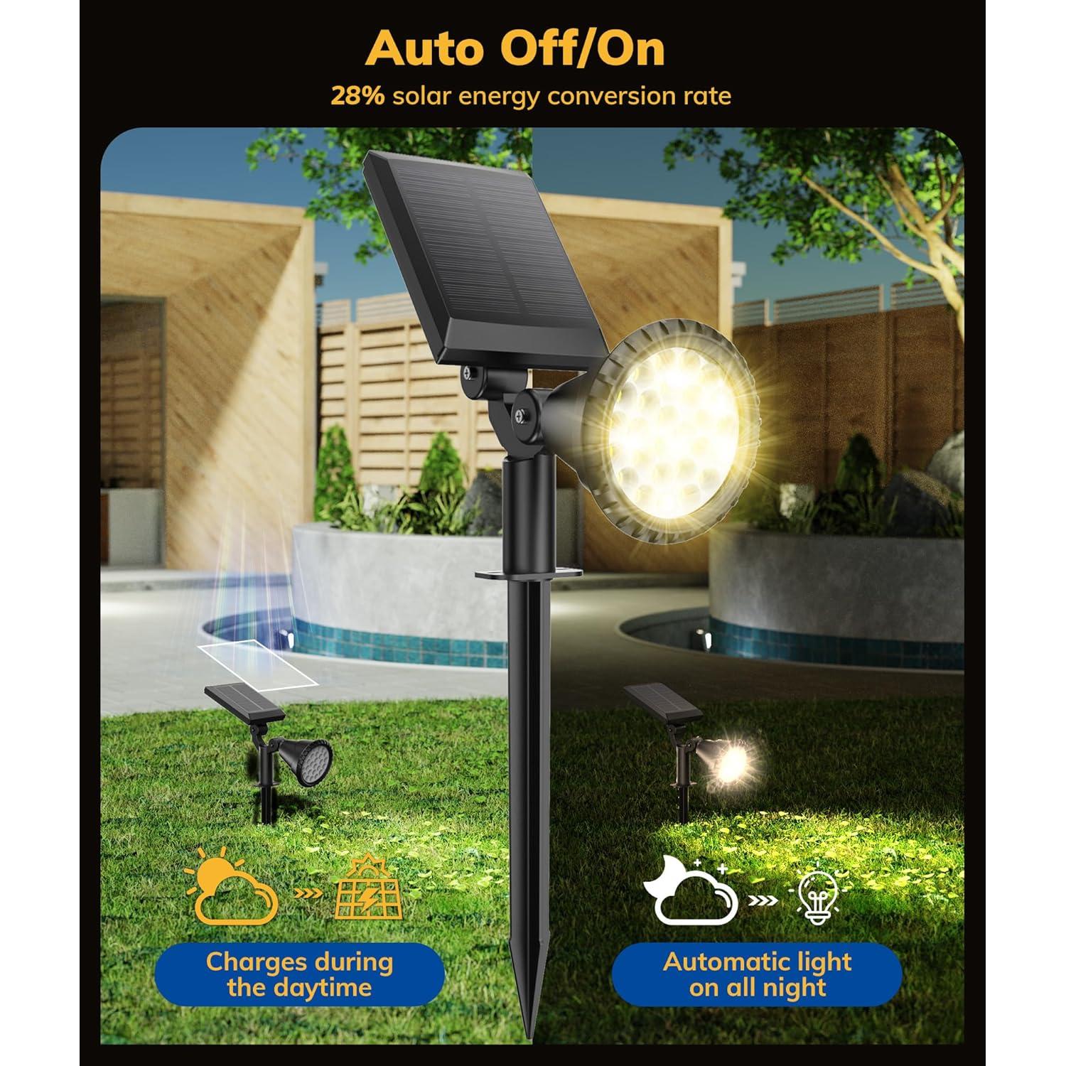 Focos Solares para Jardín NBKLS 4 Piezas 27 LED IP67