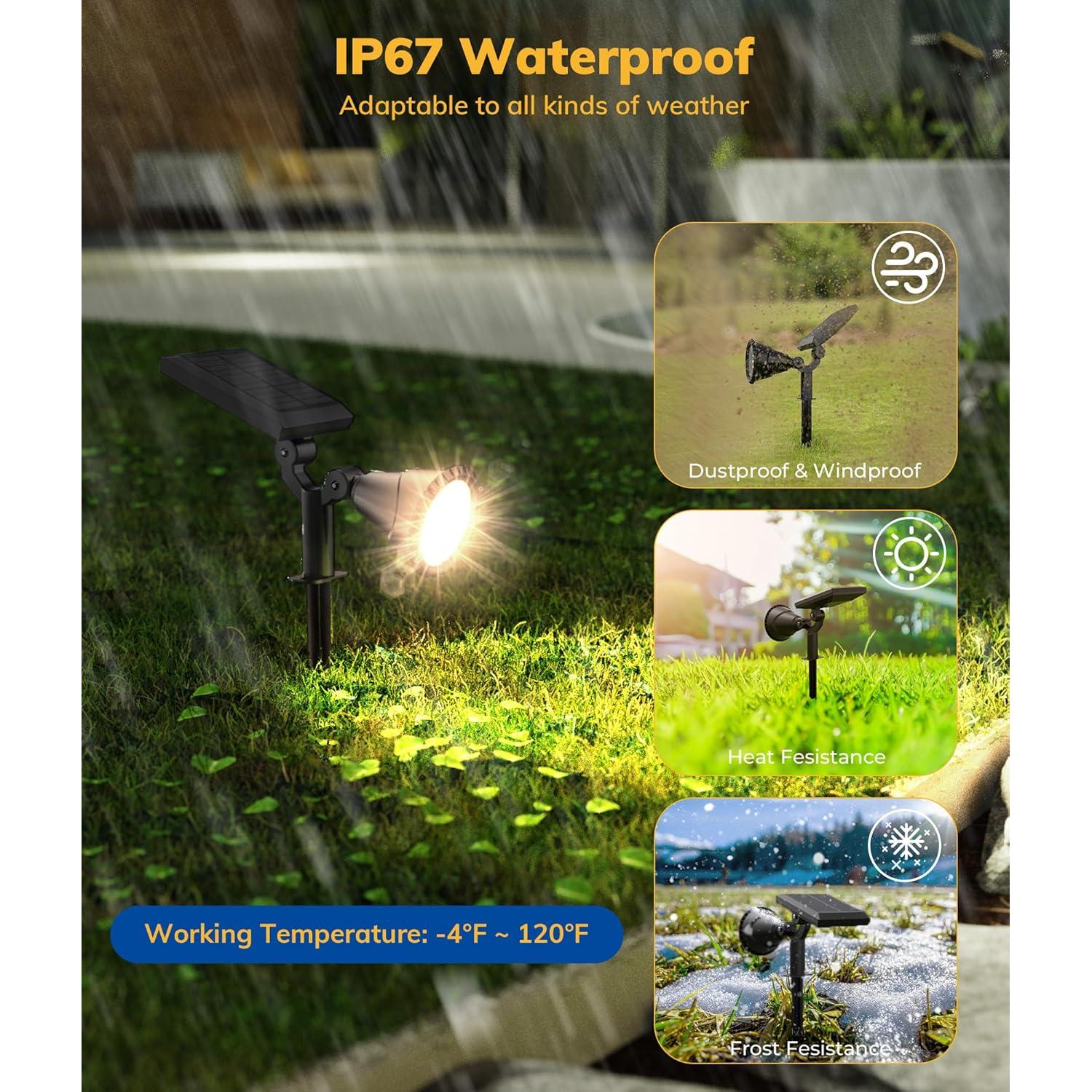 Focos Solares para Jardín NBKLS 4 Piezas 27 LED IP67