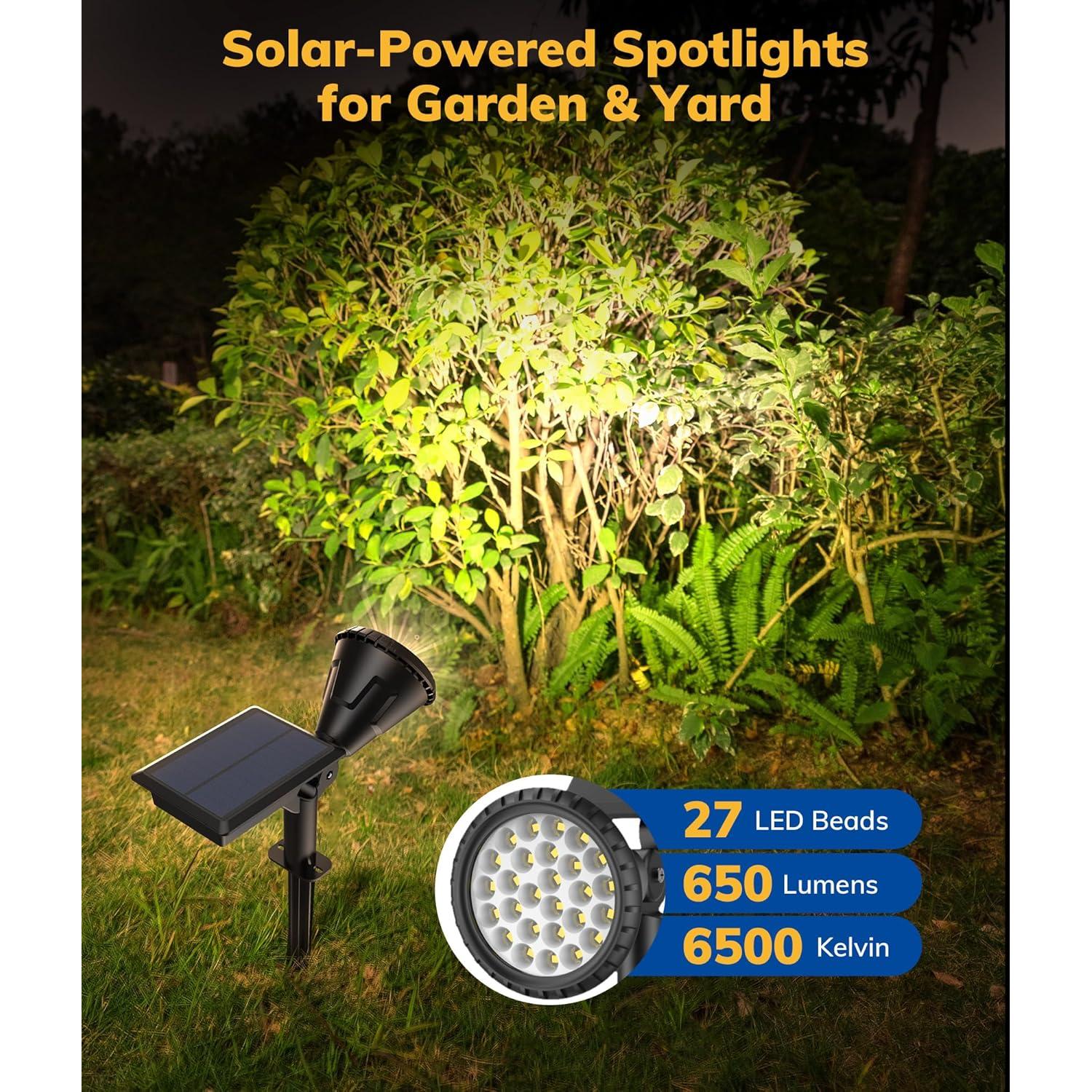 Focos Solares para Jardín NBKLS 4 Piezas 27 LED IP67