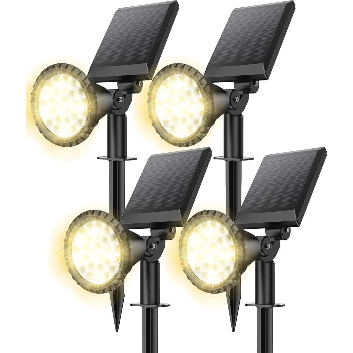 Focos Solares para Jardín NBKLS 4 Piezas 27 LED IP67