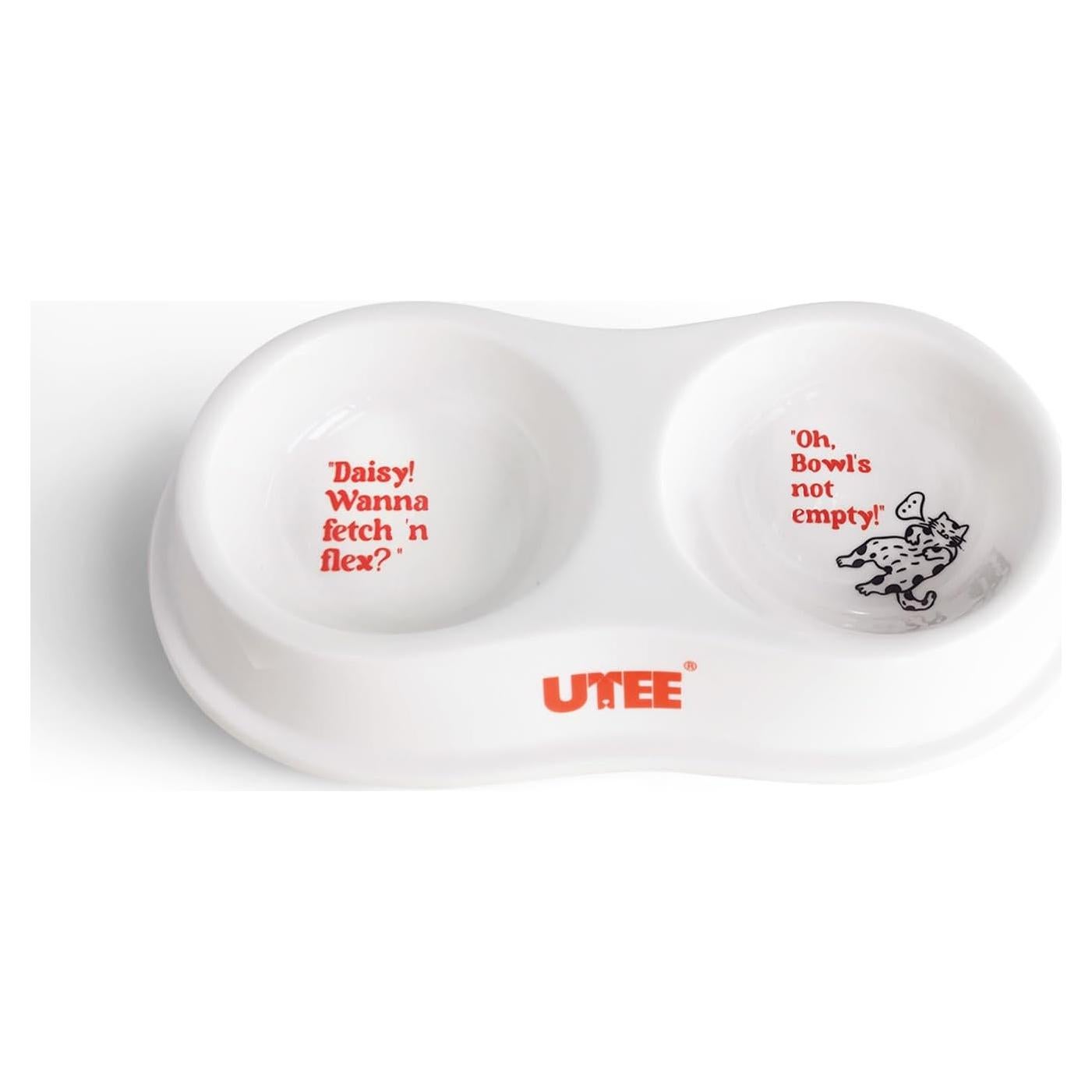 Cuencos Doble de Porcelana UTEE para Gatos y Perros Pequeños