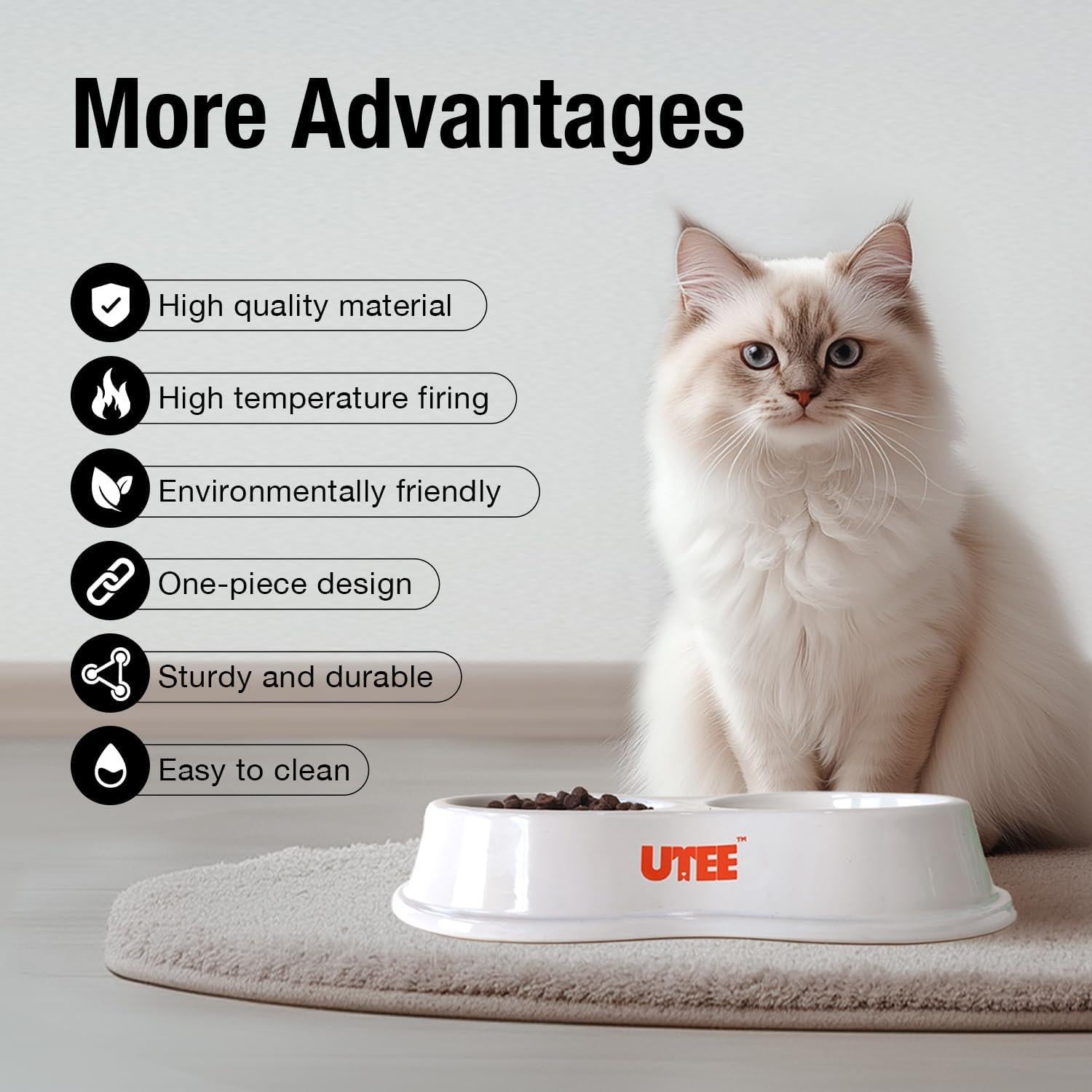 Cuencos Doble de Porcelana UTEE para Gatos y Perros Pequeños