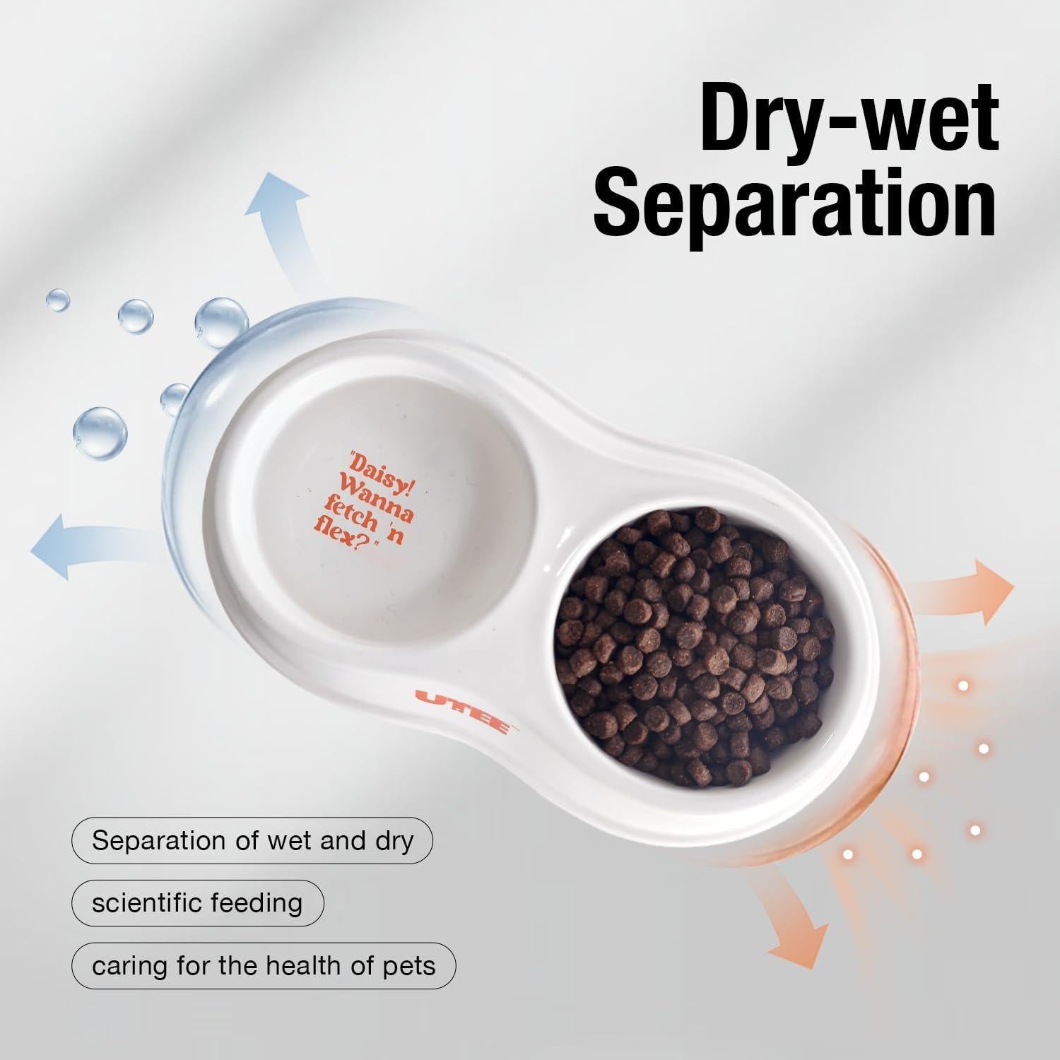Cuencos Doble de Porcelana UTEE para Gatos y Perros Pequeños