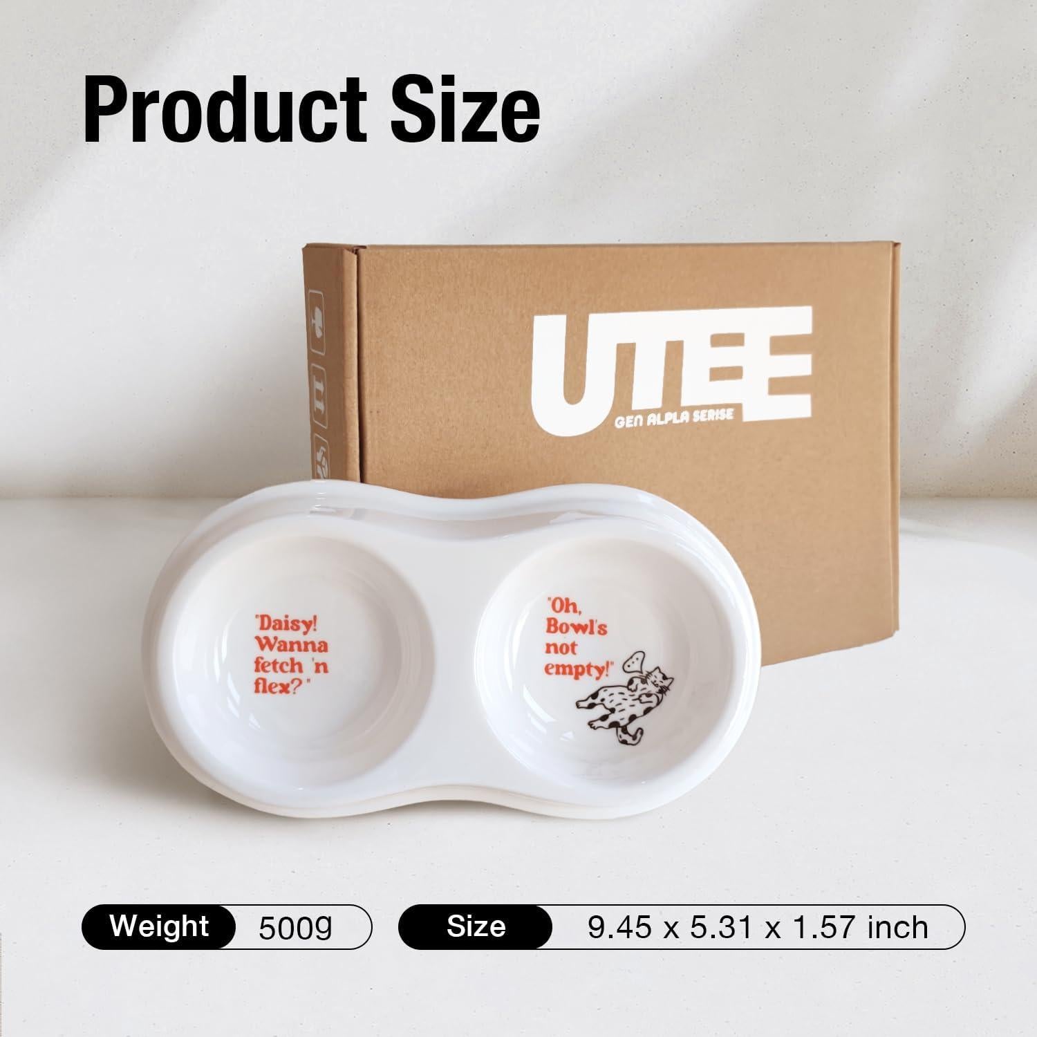 Cuencos Doble de Porcelana UTEE para Gatos y Perros Pequeños