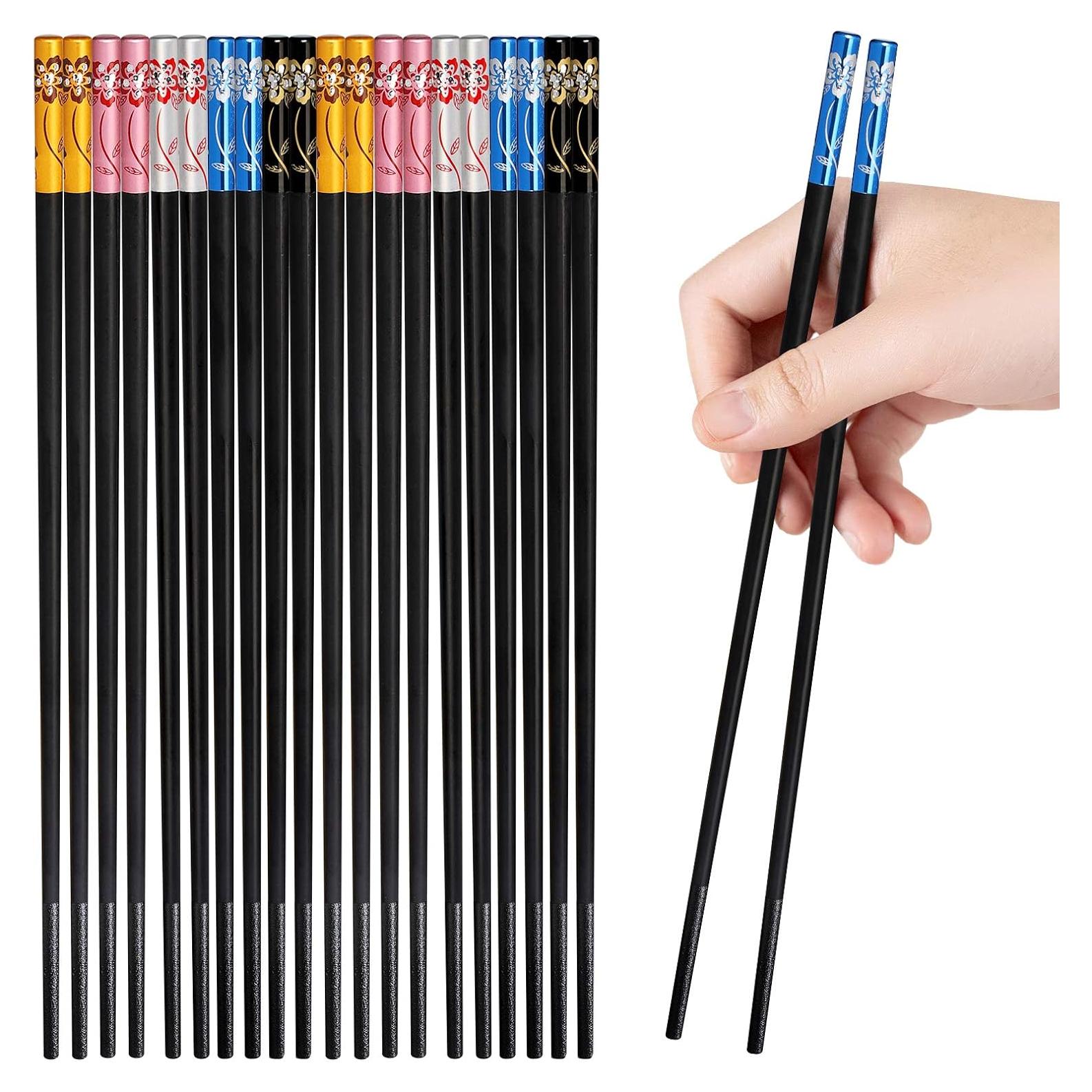 10 Pares de Palillos Reutilizables GADIEDIE 24.1 cm Coloridos