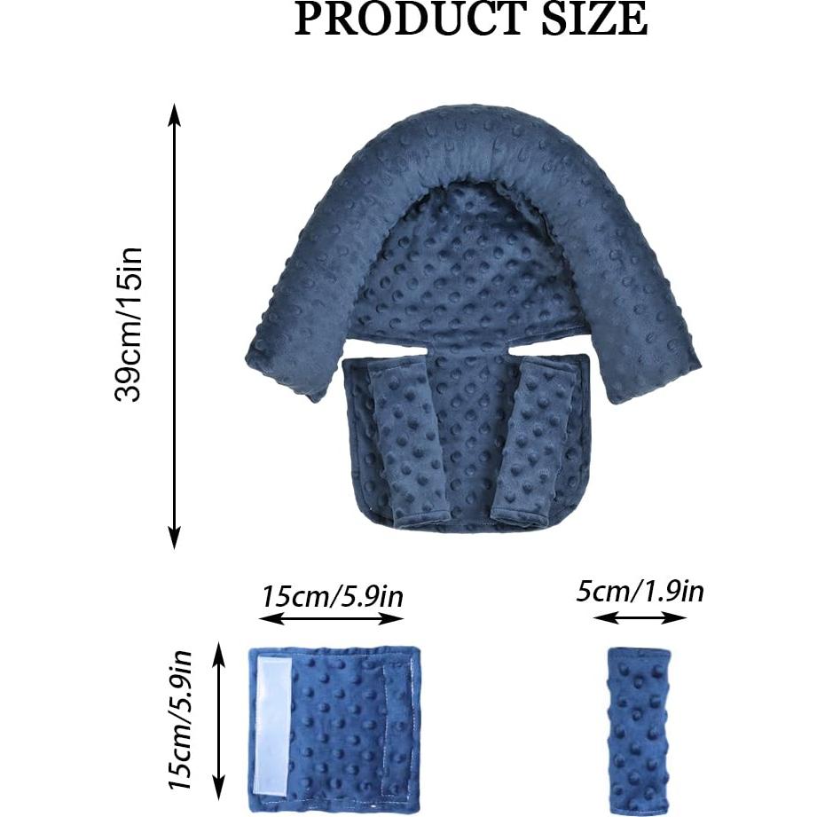 Almohada Soporte Cabeza y Cuello Yufiova 3 en 1 Azul Oscuro