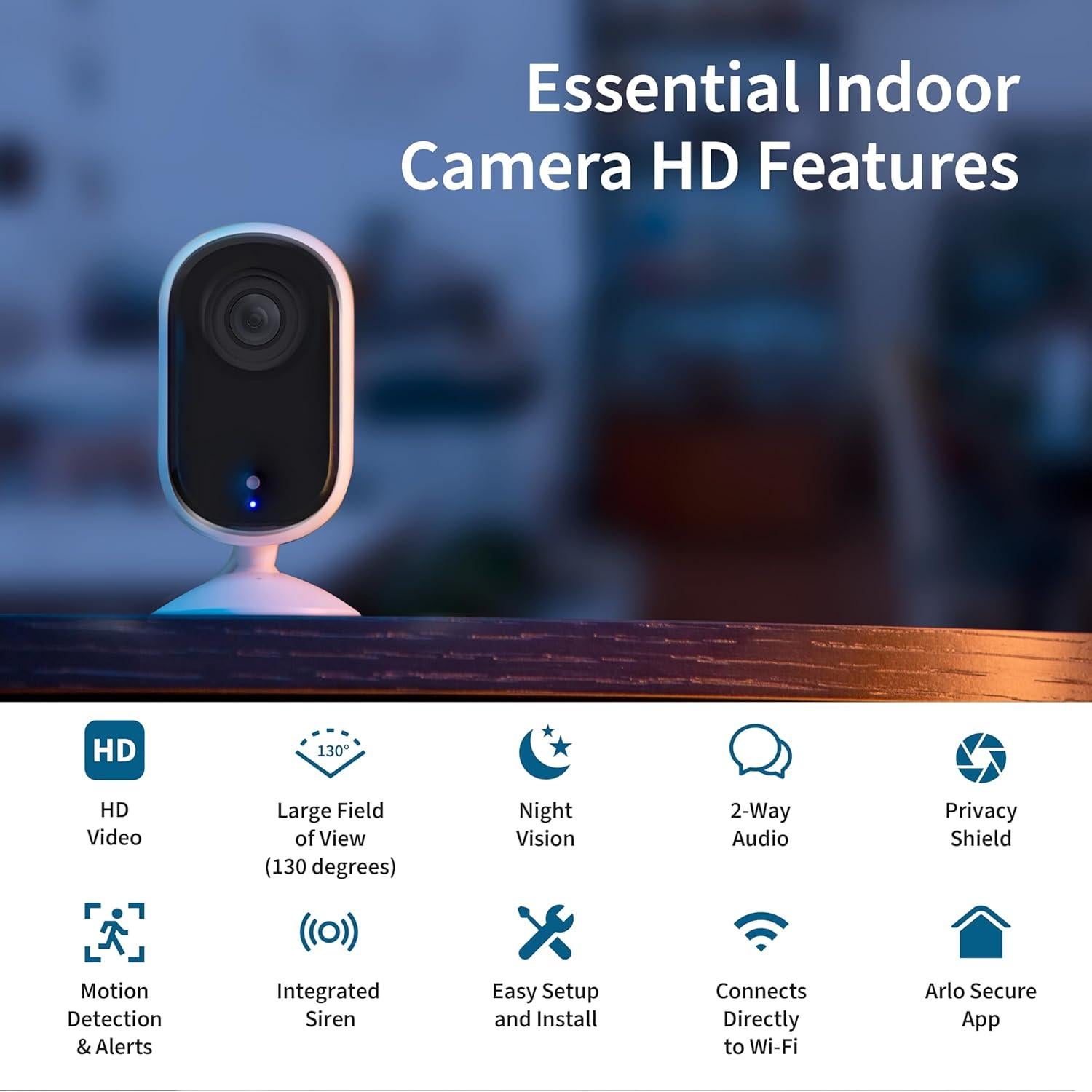 Cámara de Seguridad Arlo Esencial HD | Interior | 2ª Gen | 130°