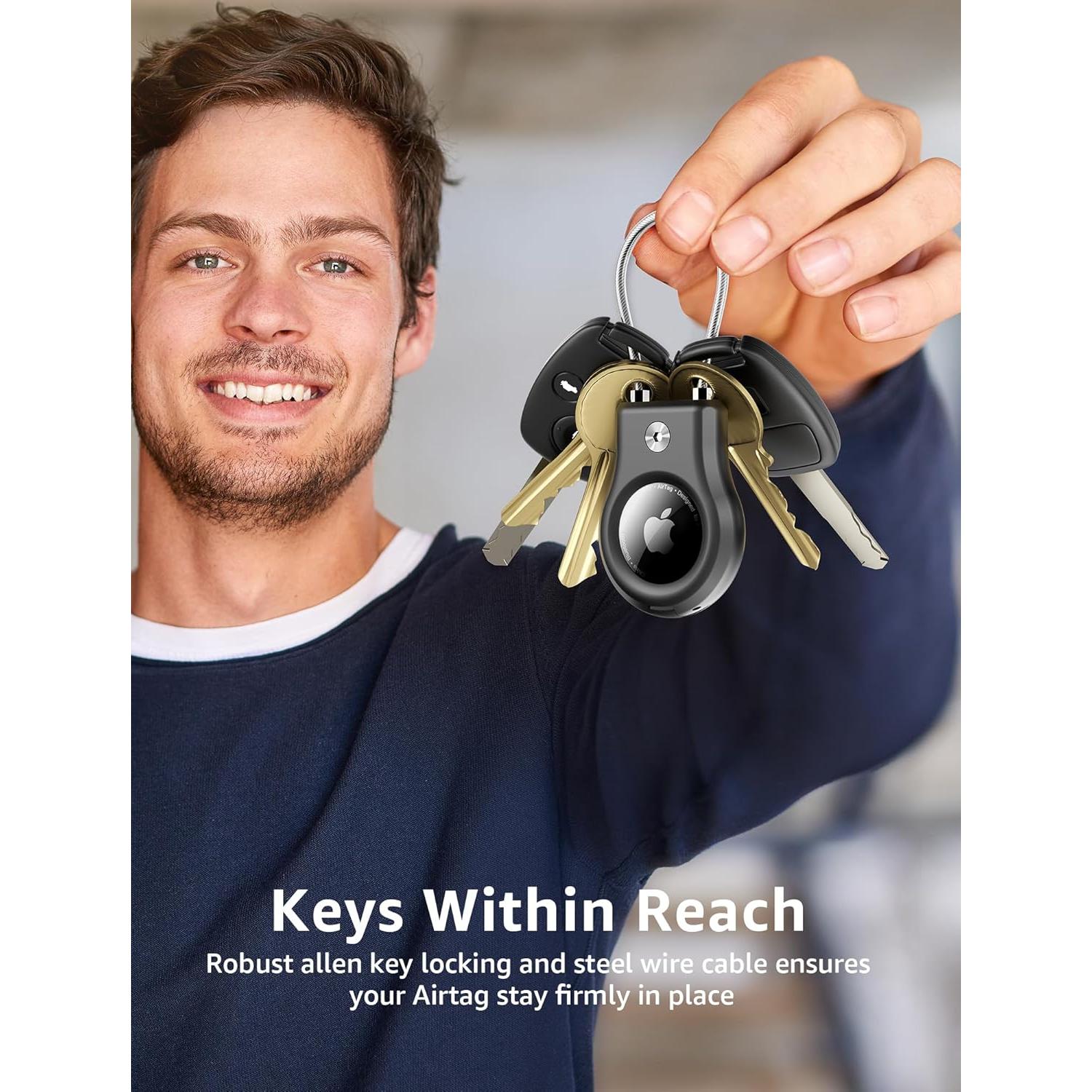 Soporte para llavero Gliship con cable para Apple AirTag - Negro