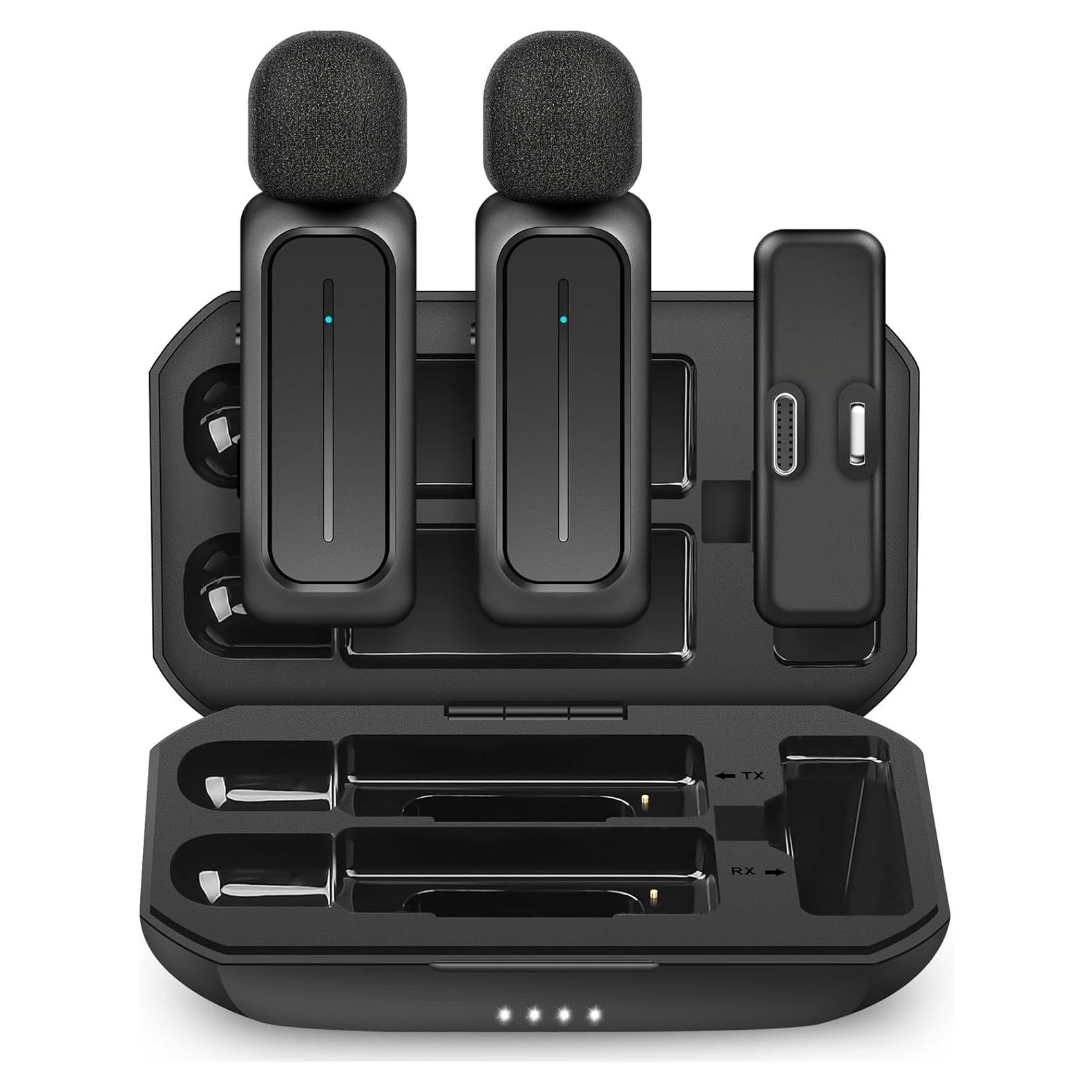 Micrófono Lavalier Inalámbrico Ecomxia WM300 Negro 8h Batería