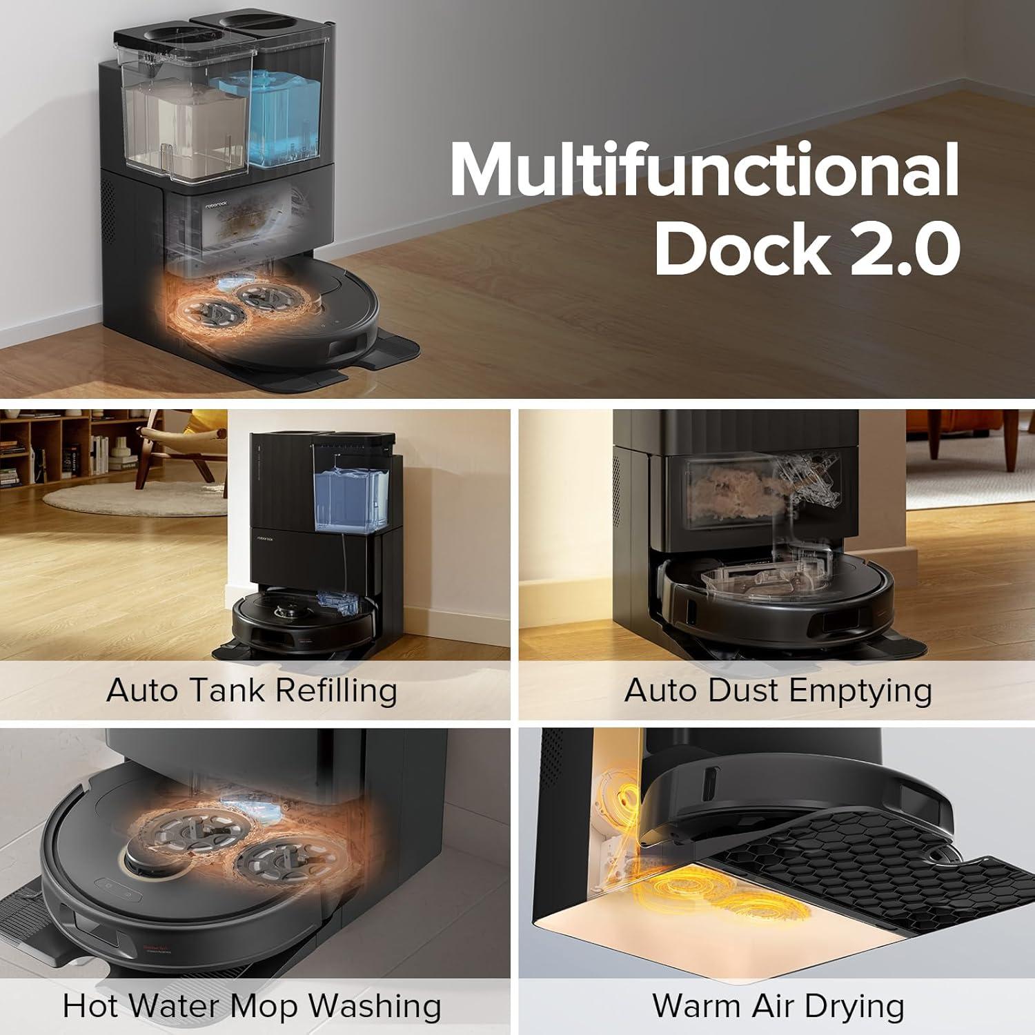 roborock Qrevo Pro Robot Vacuum and Mop with FlexiArm Design Edge Mopping, Dynamic Hot Water Mop Washing and Drying, Intelligent Dirt Detection, 7,000 Pa Suction, Ideal for Carpets