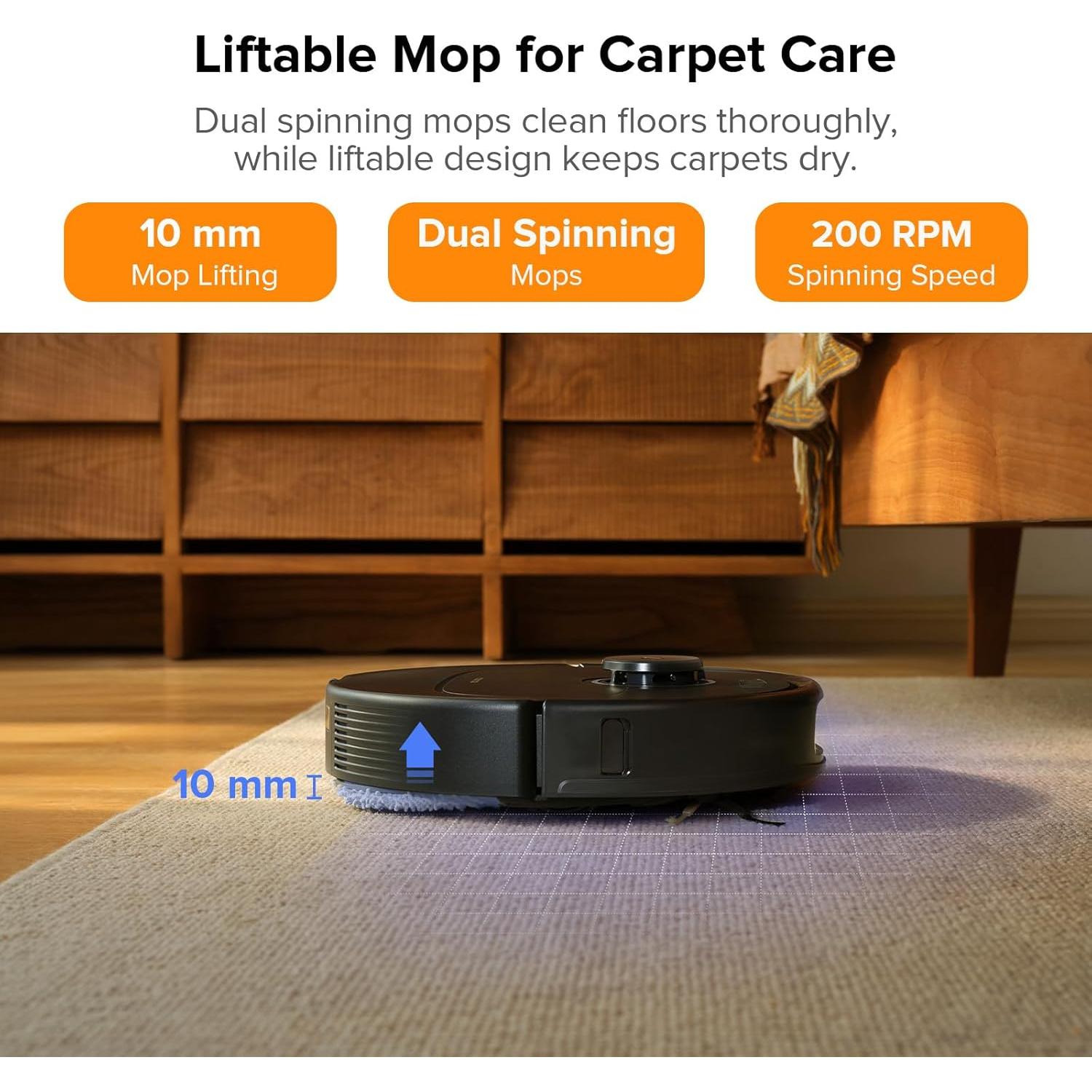 roborock Qrevo Pro Robot Vacuum and Mop with FlexiArm Design Edge Mopping, Dynamic Hot Water Mop Washing and Drying, Intelligent Dirt Detection, 7,000 Pa Suction, Ideal for Carpets