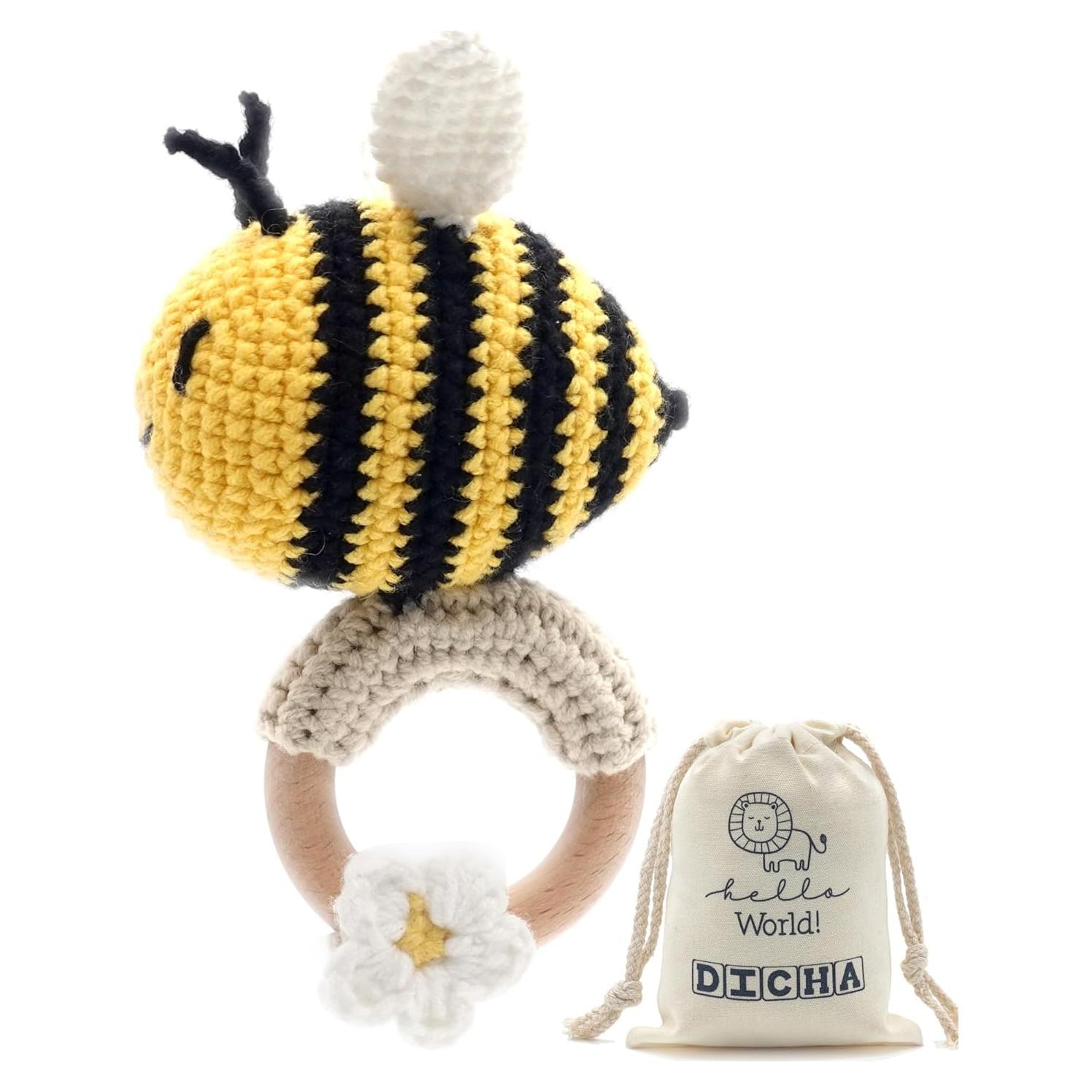 Sonajero de Ganchillo DICHA Abeja - Juguete Sensorial Bebés