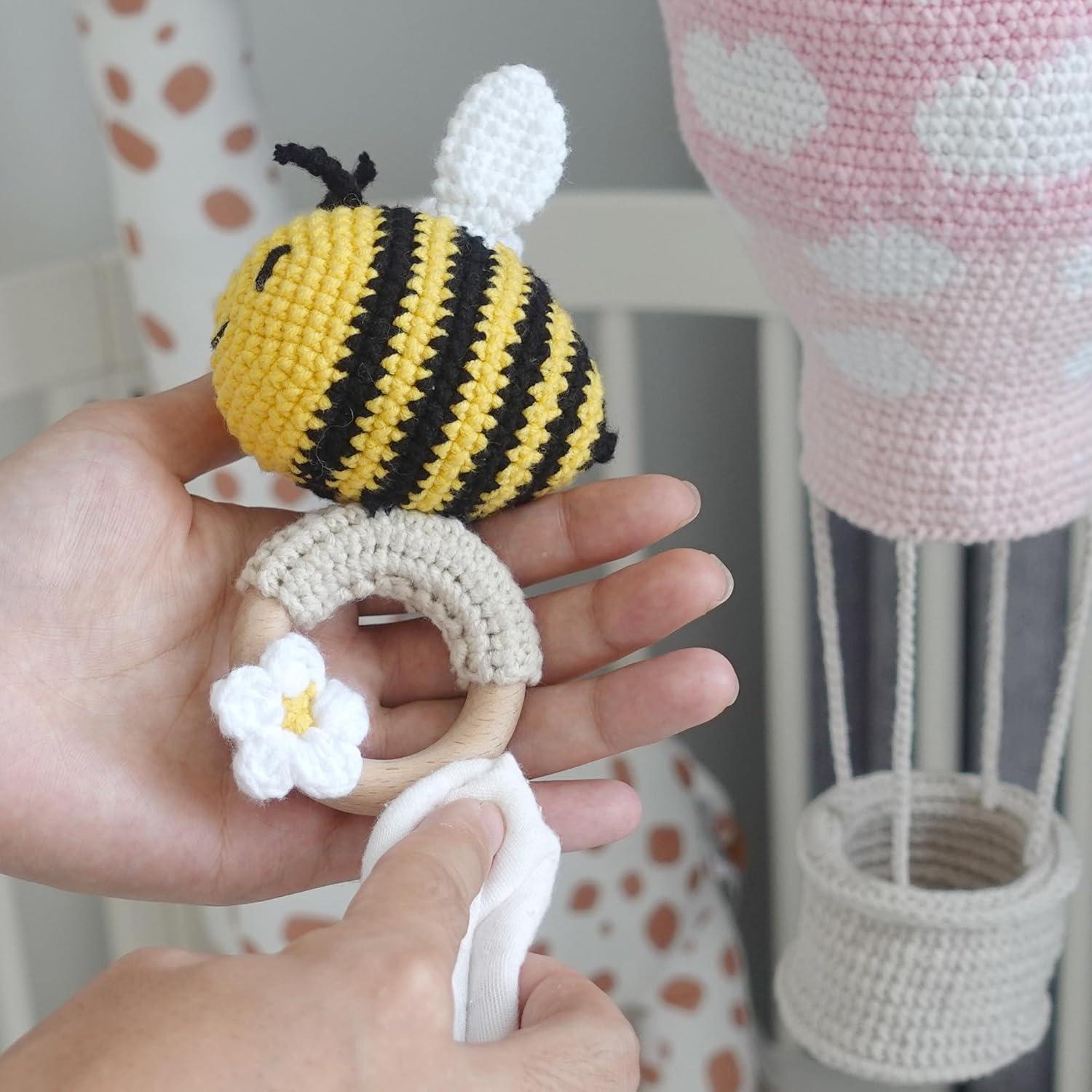 Sonajero de Ganchillo DICHA Abeja - Juguete Sensorial Bebés