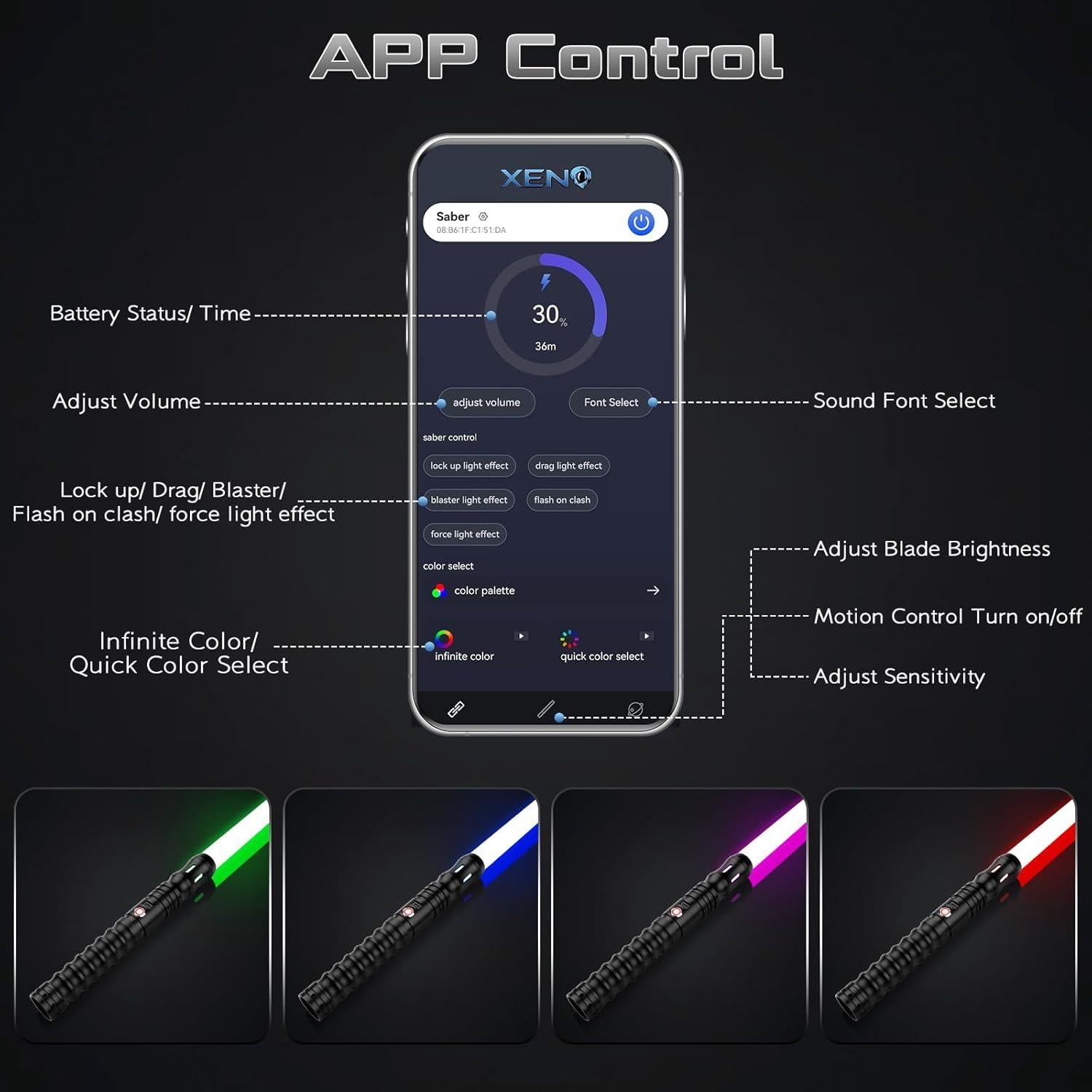 Sable de Luz Artcube XQ001 con Control APP - 16 Colores