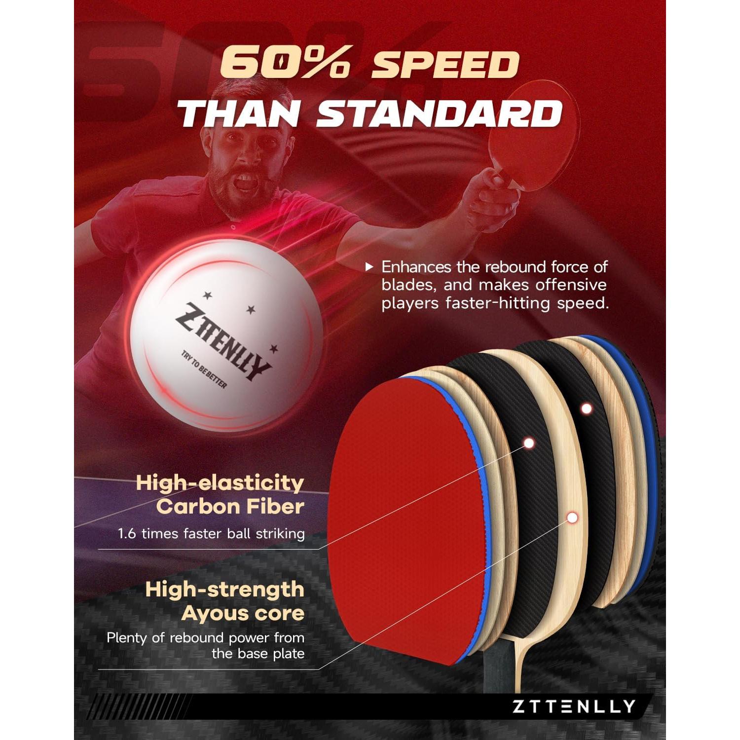 Paleta de Ping Pong ZTTENLLY TOTAL 7 Capas Velocidad