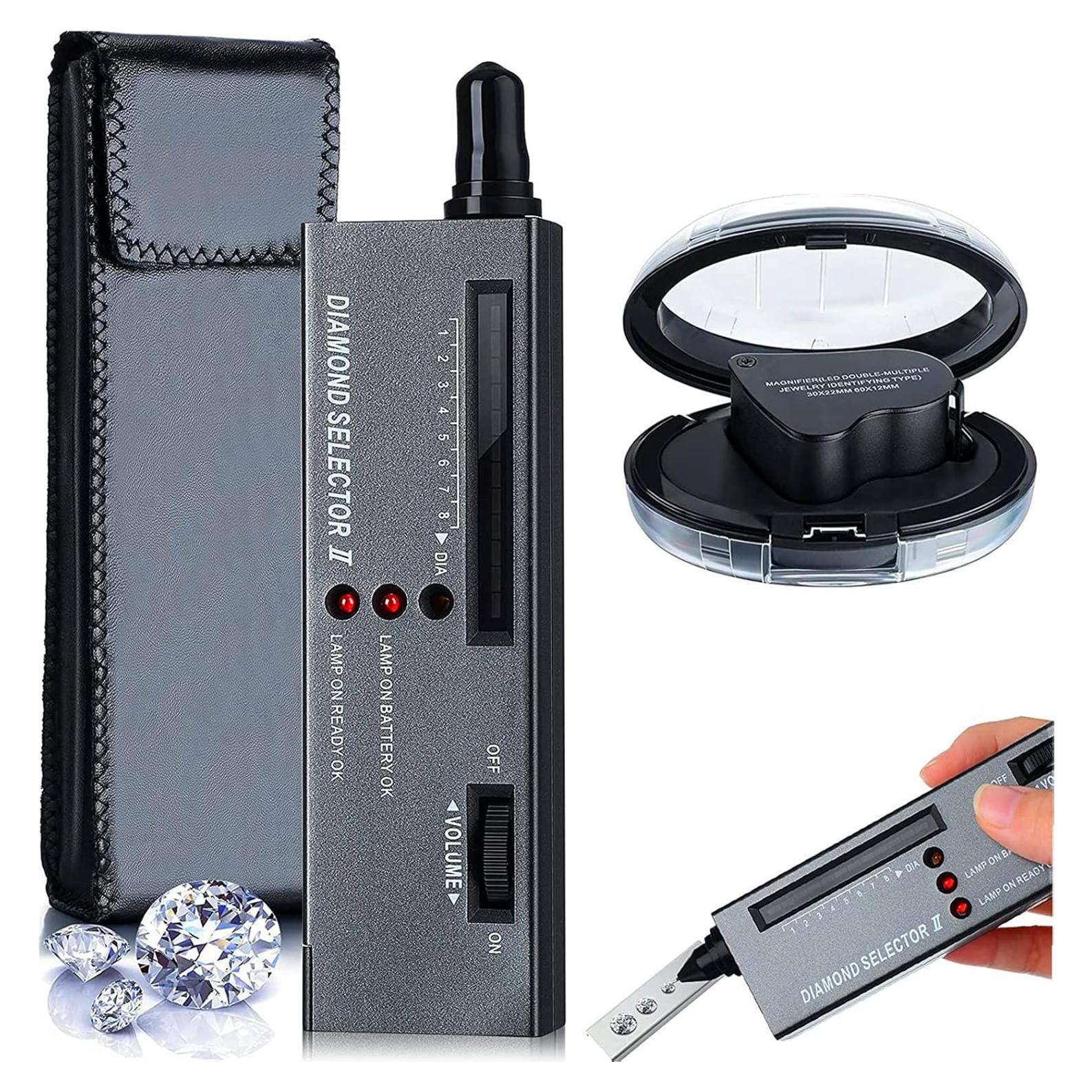 Lápiz Probador de Diamantes Hqdz + Lupa 30X 60X Portátil
