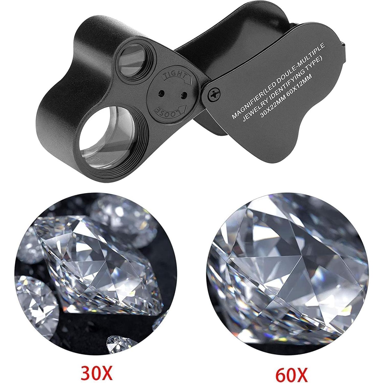 Lápiz Probador de Diamantes Hqdz + Lupa 30X 60X Portátil