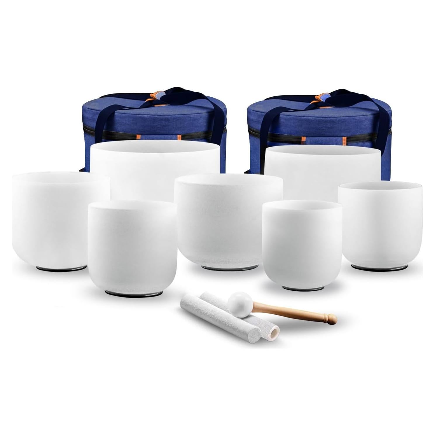 Juego de 7 cuencos de canto KRESEC 17-30 cm 440Hz para chakras