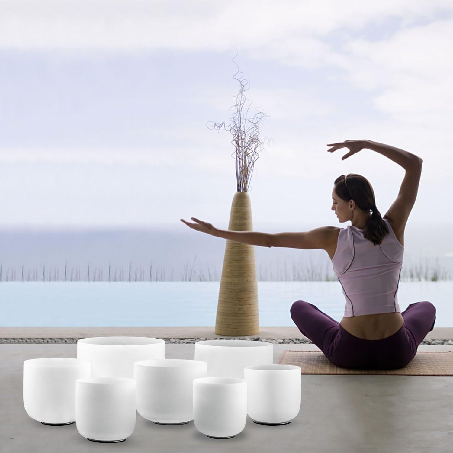 Juego de 7 cuencos de canto KRESEC 17-30 cm 440Hz para chakras