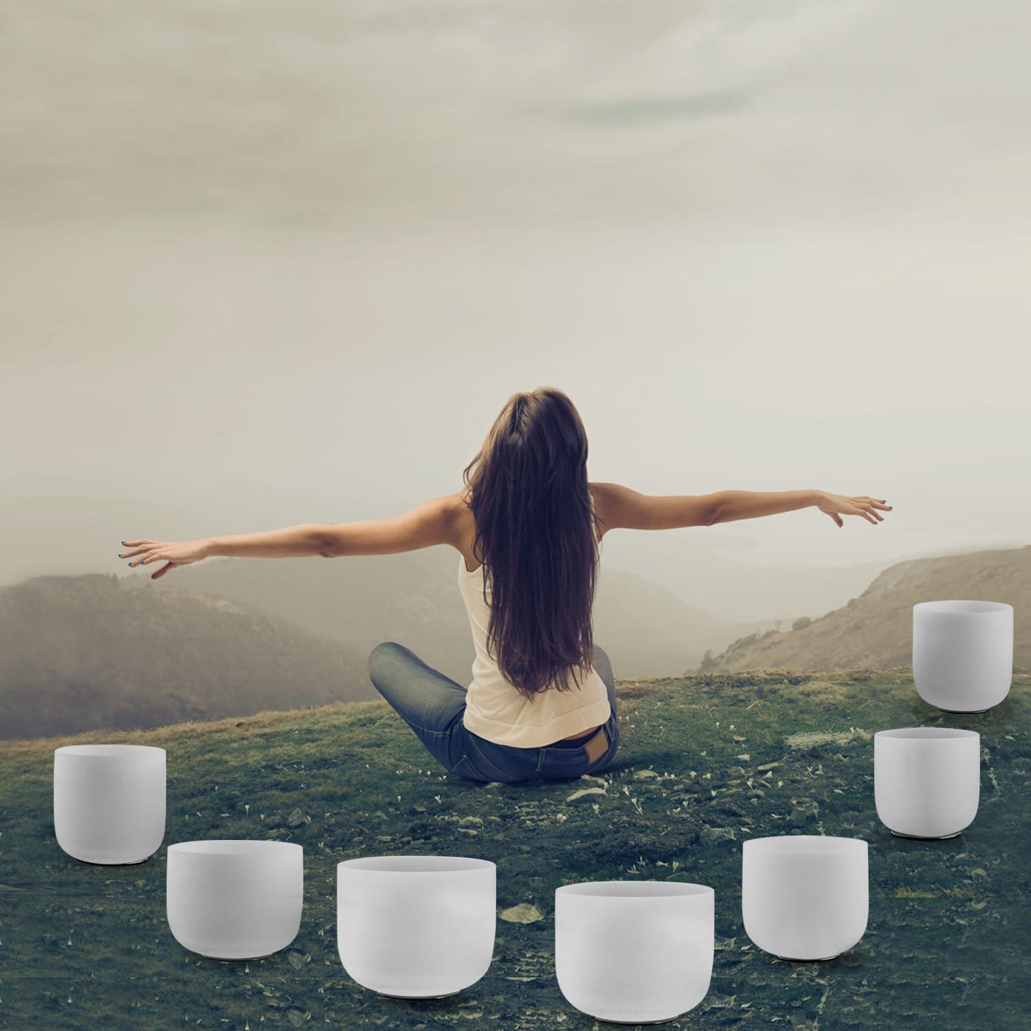 Juego de 7 cuencos de canto KRESEC 17-30 cm 440Hz para chakras