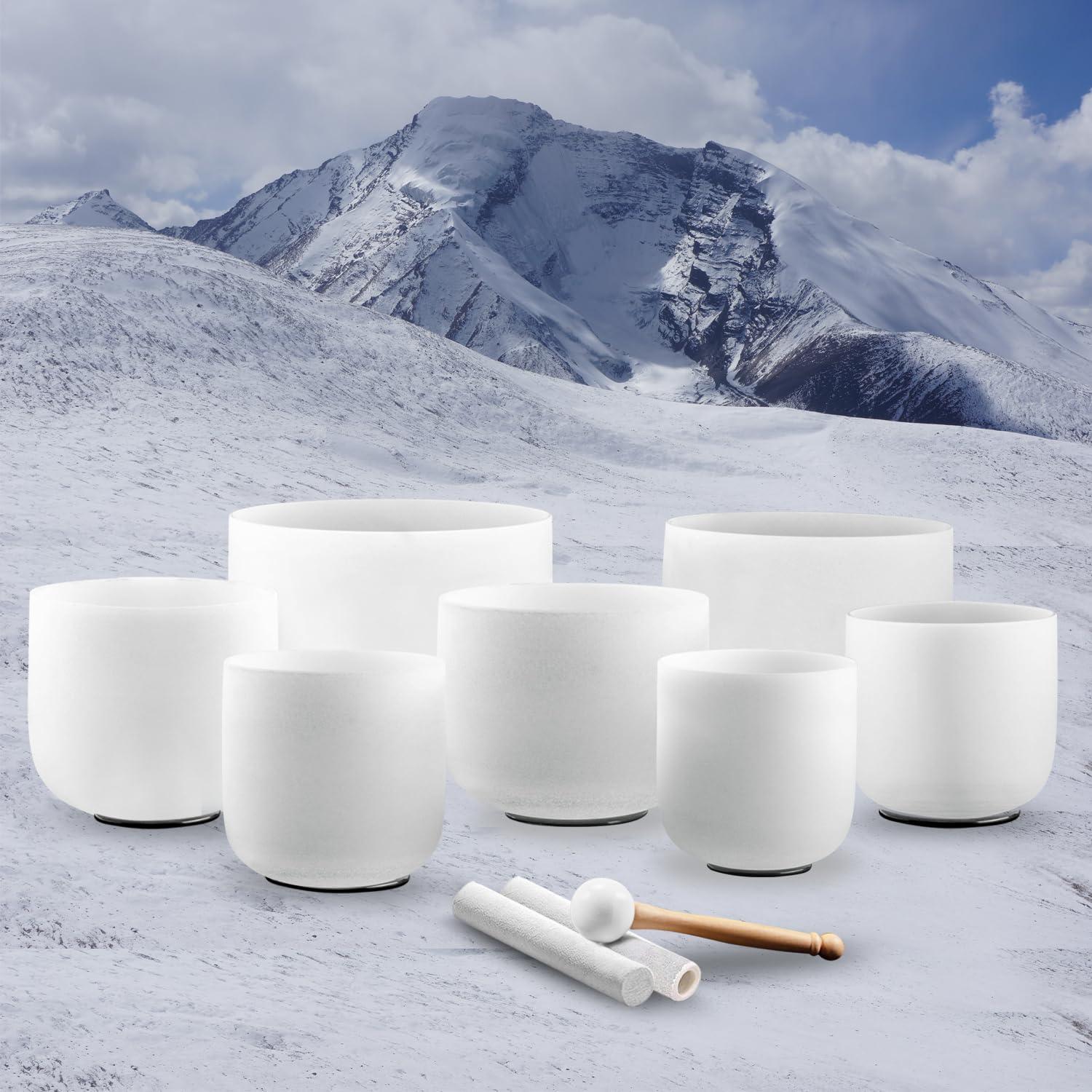 Juego de 7 cuencos de canto KRESEC 17-30 cm 440Hz para chakras