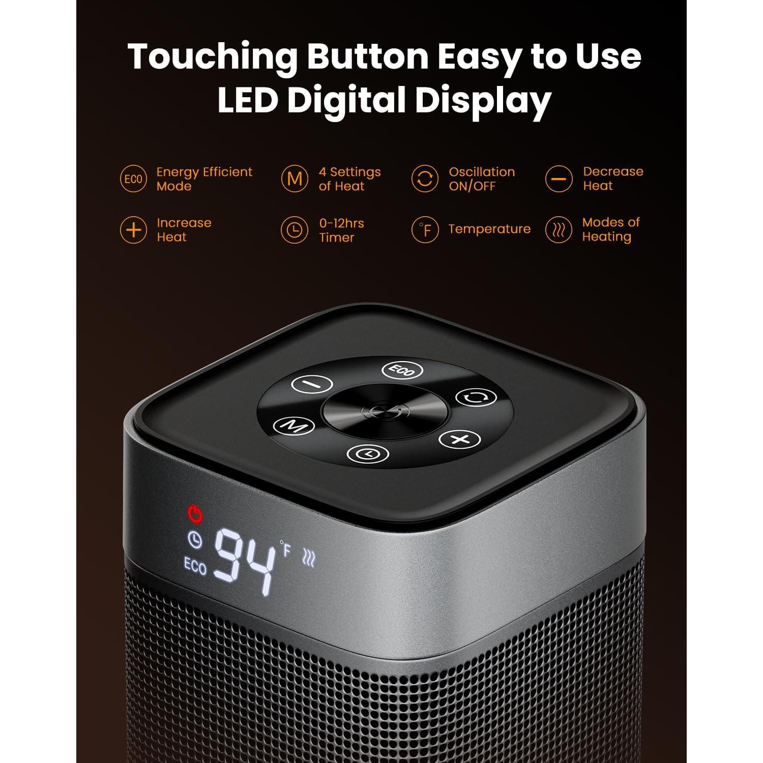 Calefactor Eléctrico Gaiatop 1500W Portátil con Control Remoto