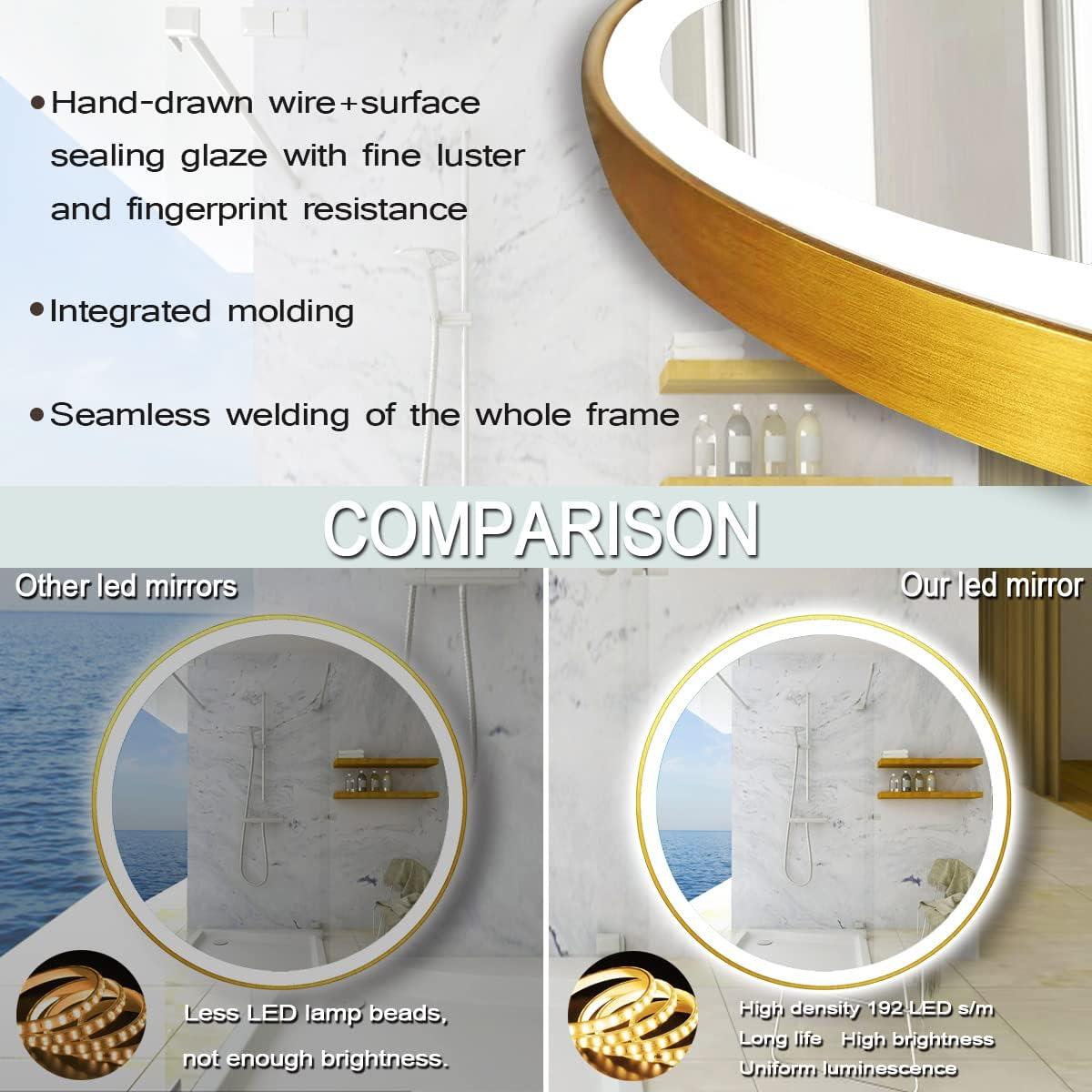 Espejo LED de Baño THEKLA Redondo 50.8 cm Dorado Iluminado