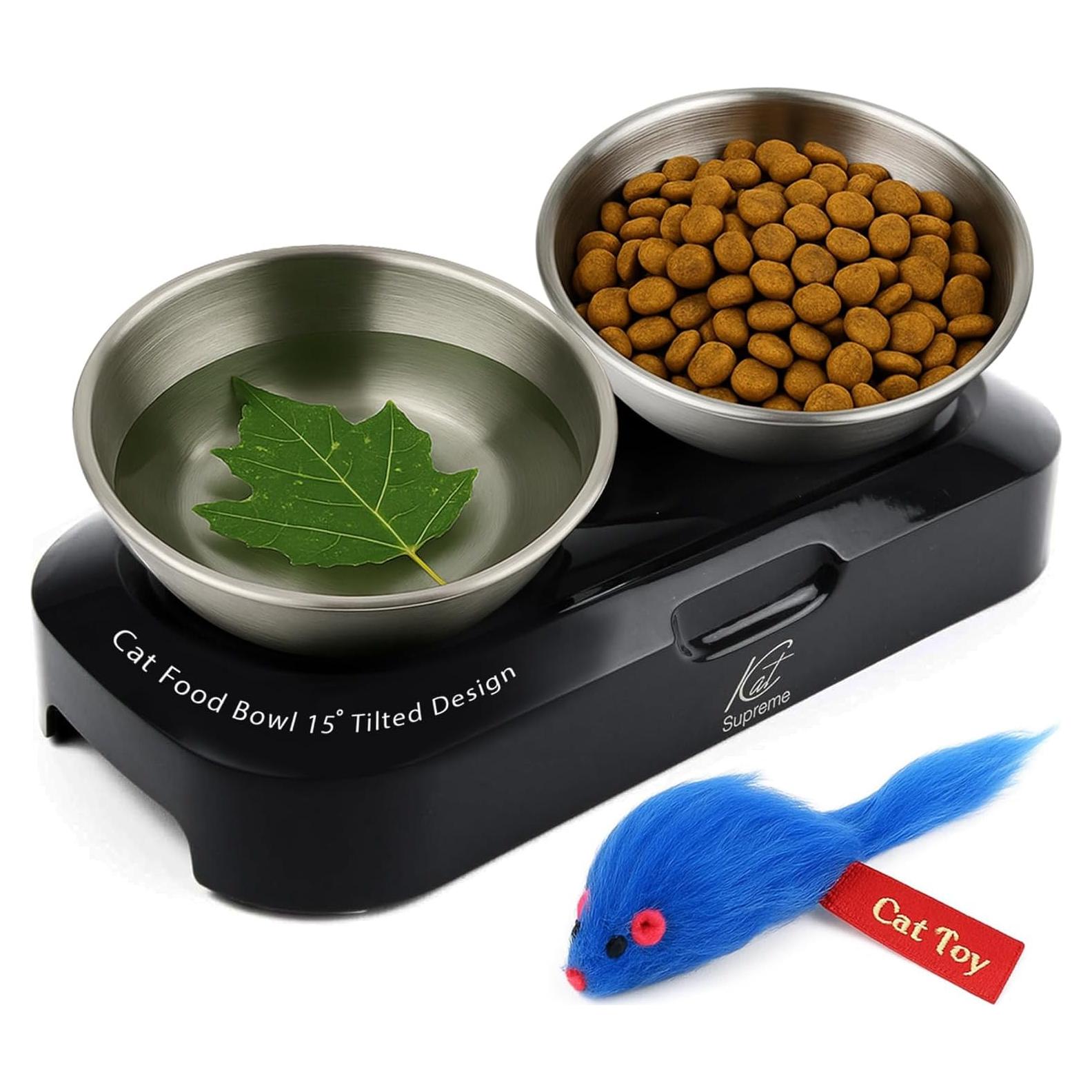 Set de Cuencos Elevados KatSupreme para Gatos - Acero Inoxidable