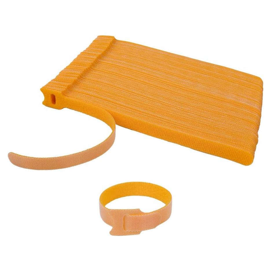 100 Correas de Sujeción de Cable Reutilizables KOOWIN Amarillas 20.32x1.27cm