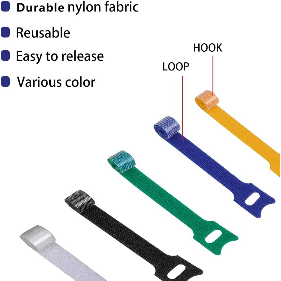 100 Correas de Sujeción de Cable Reutilizables KOOWIN Amarillas 20.32x1.27cm