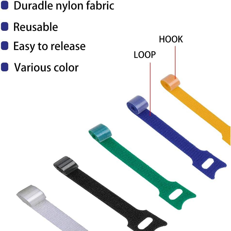 100 Correas de Sujeción de Cable Reutilizables KOOWIN Amarillas 20.32x1.27cm