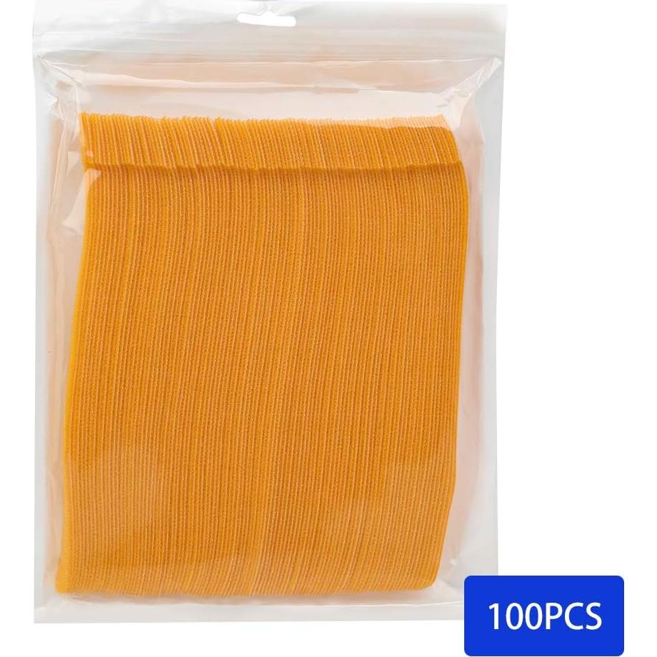 100 Correas de Sujeción de Cable Reutilizables KOOWIN Amarillas 20.32x1.27cm