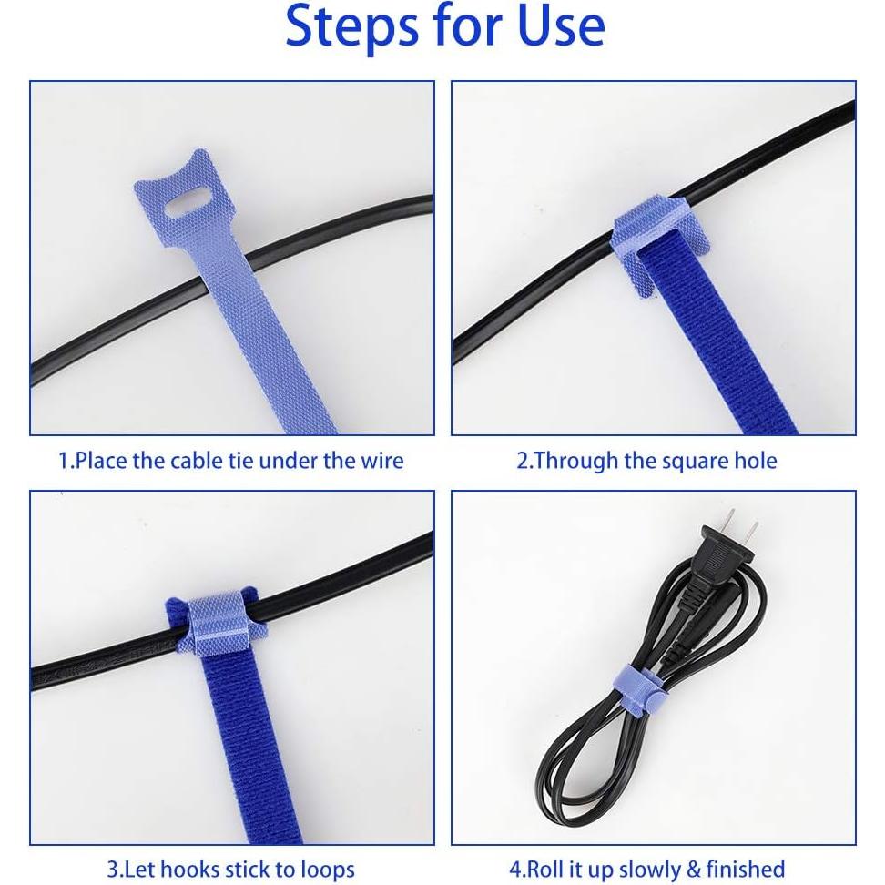 100 Correas de Sujeción de Cable Reutilizables KOOWIN Amarillas 20.32x1.27cm