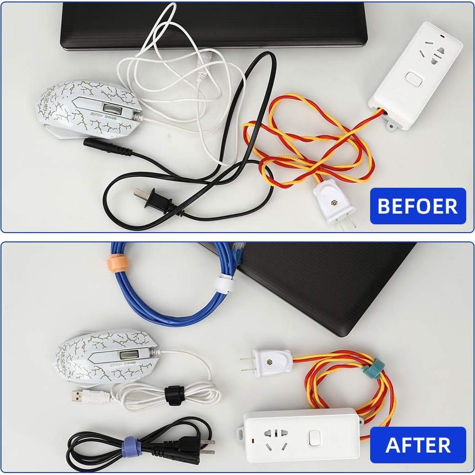 100 Correas de Sujeción de Cable Reutilizables KOOWIN Amarillas 20.32x1.27cm