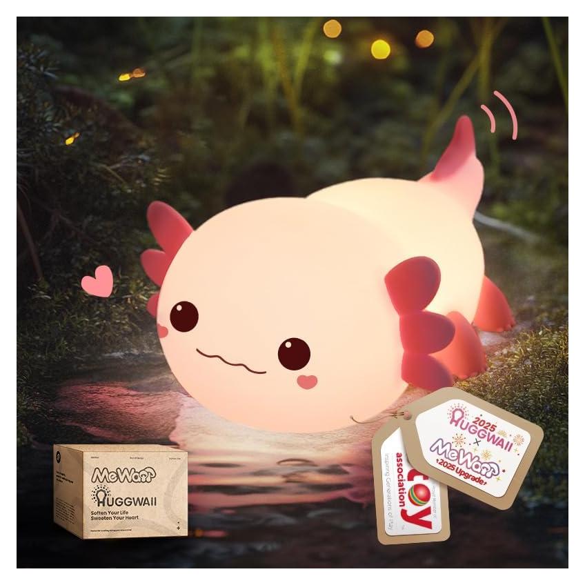 Luz Nocturna Axolote Huggwaii Silicona Regulable 20H Rosa