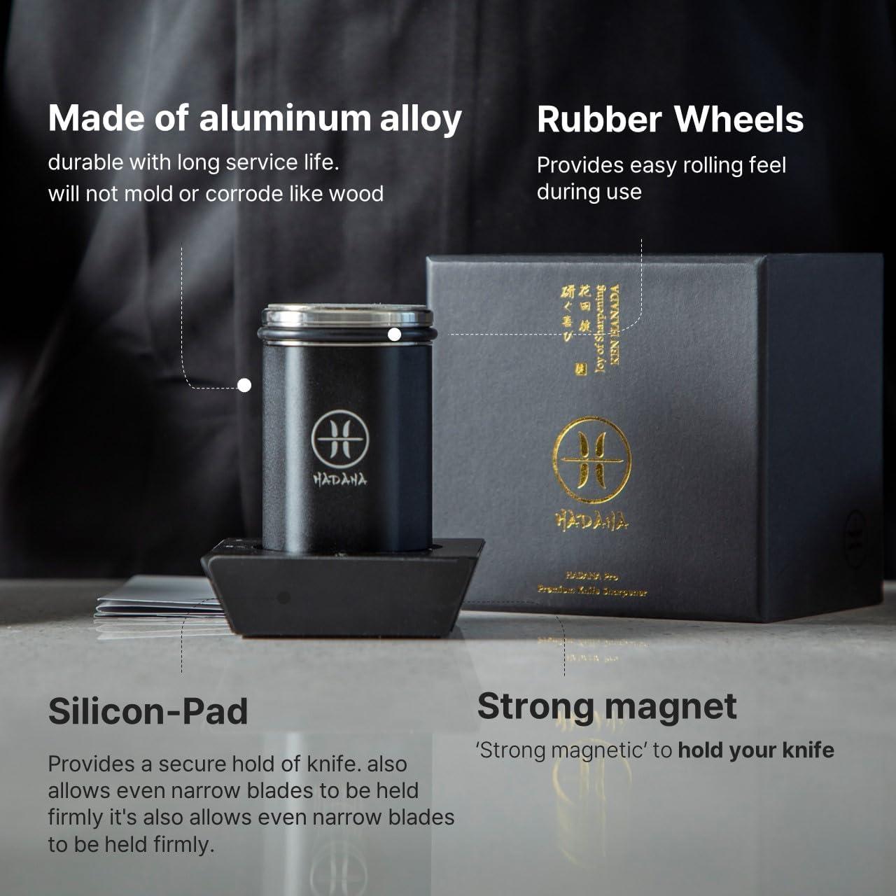 Afilador de Cuchillos HADANA Edición Negra - Kit 2 Piedras Diamante y Cerámica