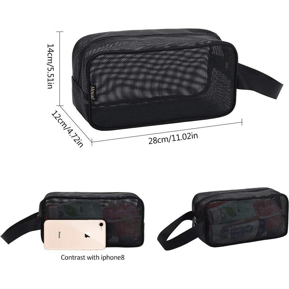 Bolsa de Ducha Portátil Moyad de Malla Negra 10x25x14 cm