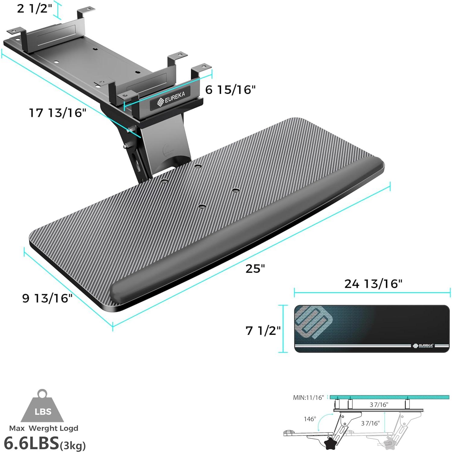 Bandeja de Teclado EUREKA ERGONOMIC Ajustable 63.5x23.2 cm