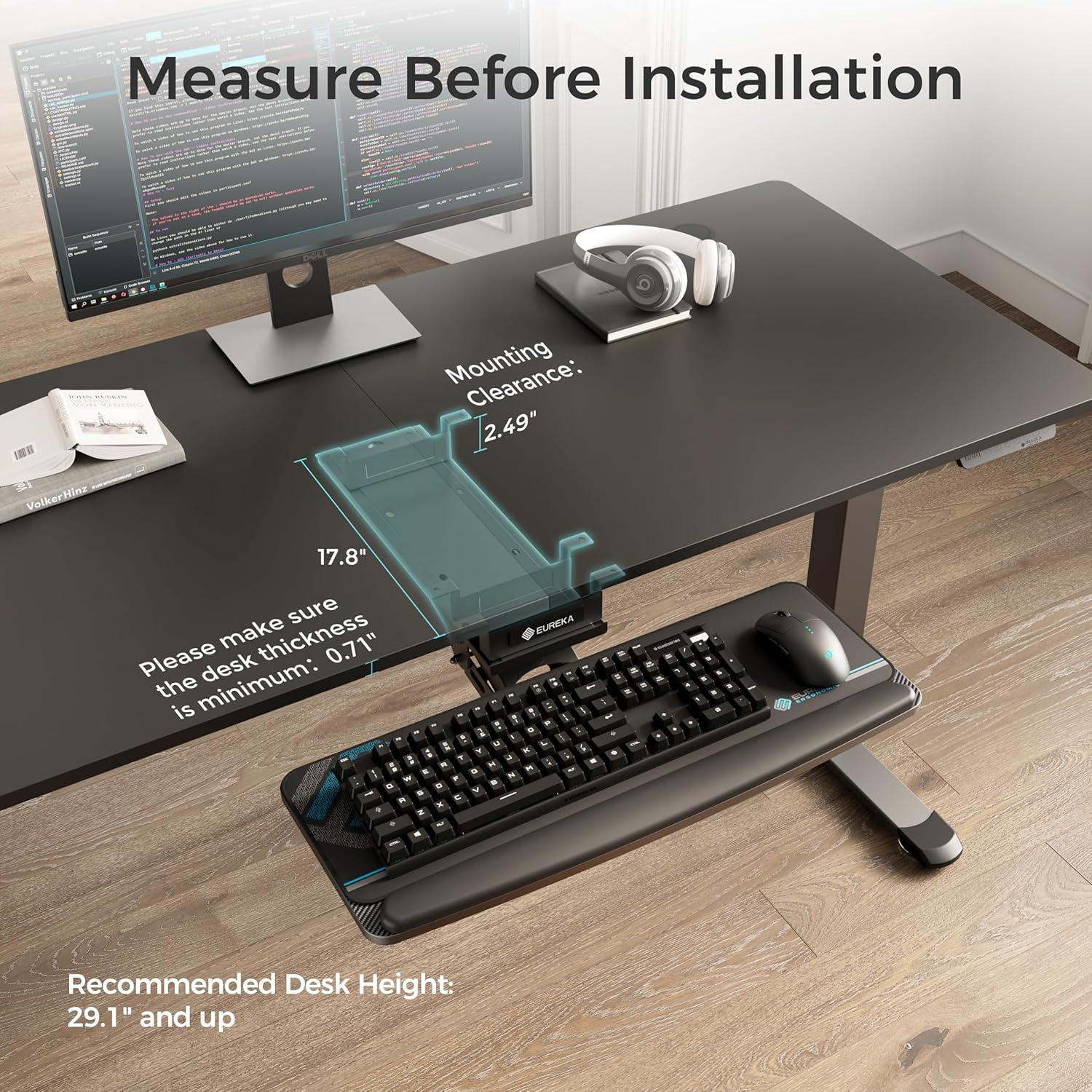 Bandeja de Teclado EUREKA ERGONOMIC Ajustable 63.5x23.2 cm
