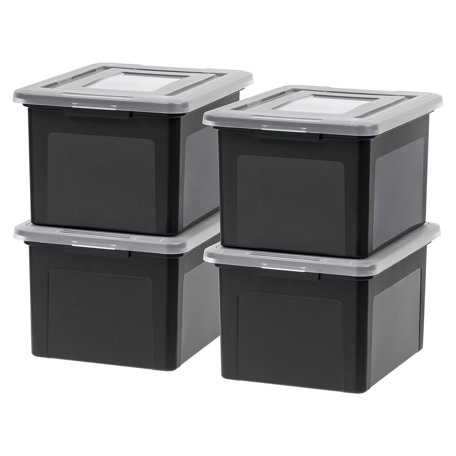 Caja de Archivos IRIS USA 4 Paquete 33.12L Negra Carta/Legal