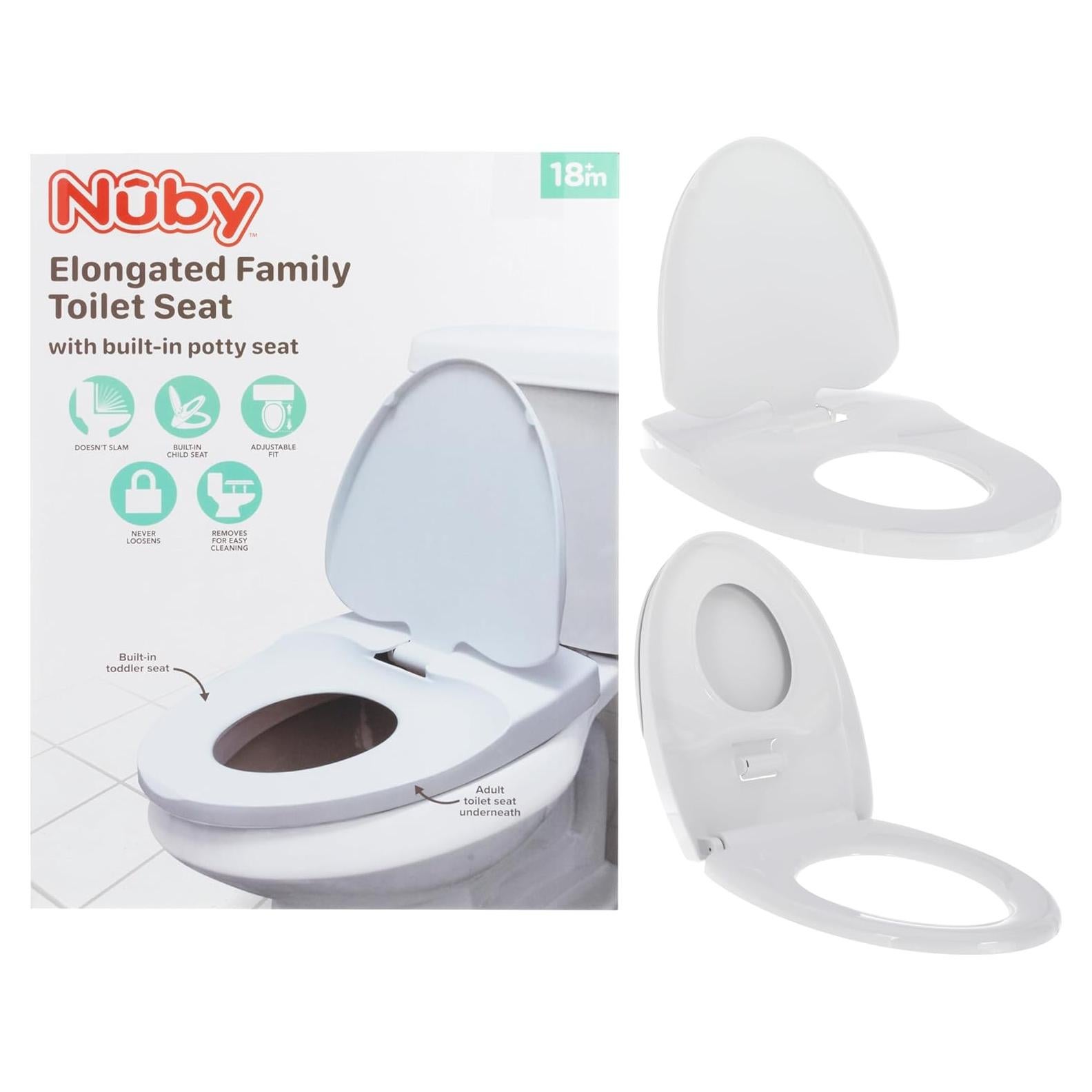 Asiento de Inodoro Familiar Nuby - Entrenamiento para Baño Alargado