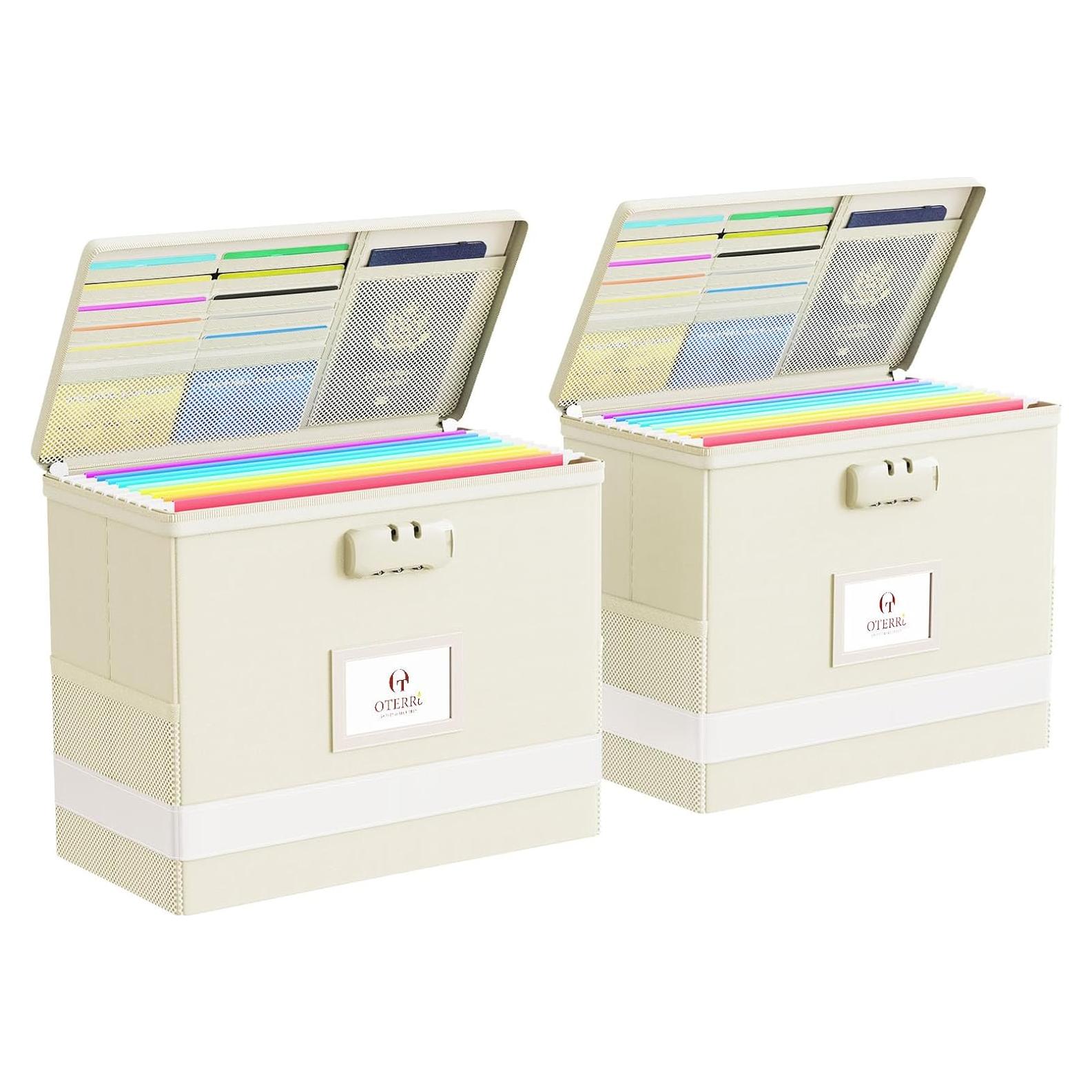 Caja de Documentos a Prueba de Fuego Oterri 2 Pack Beige