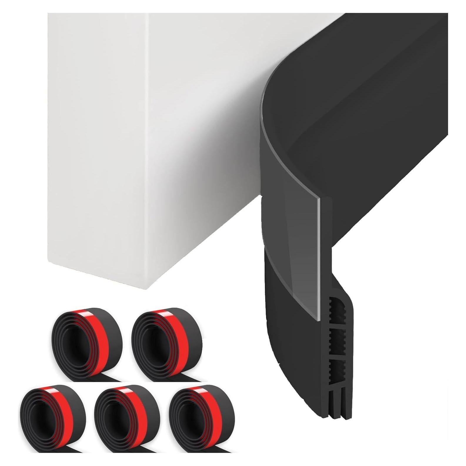 Sello de Clima para Puertas Timfcbs 5 cm x 99 cm Negro - Paquete de 5