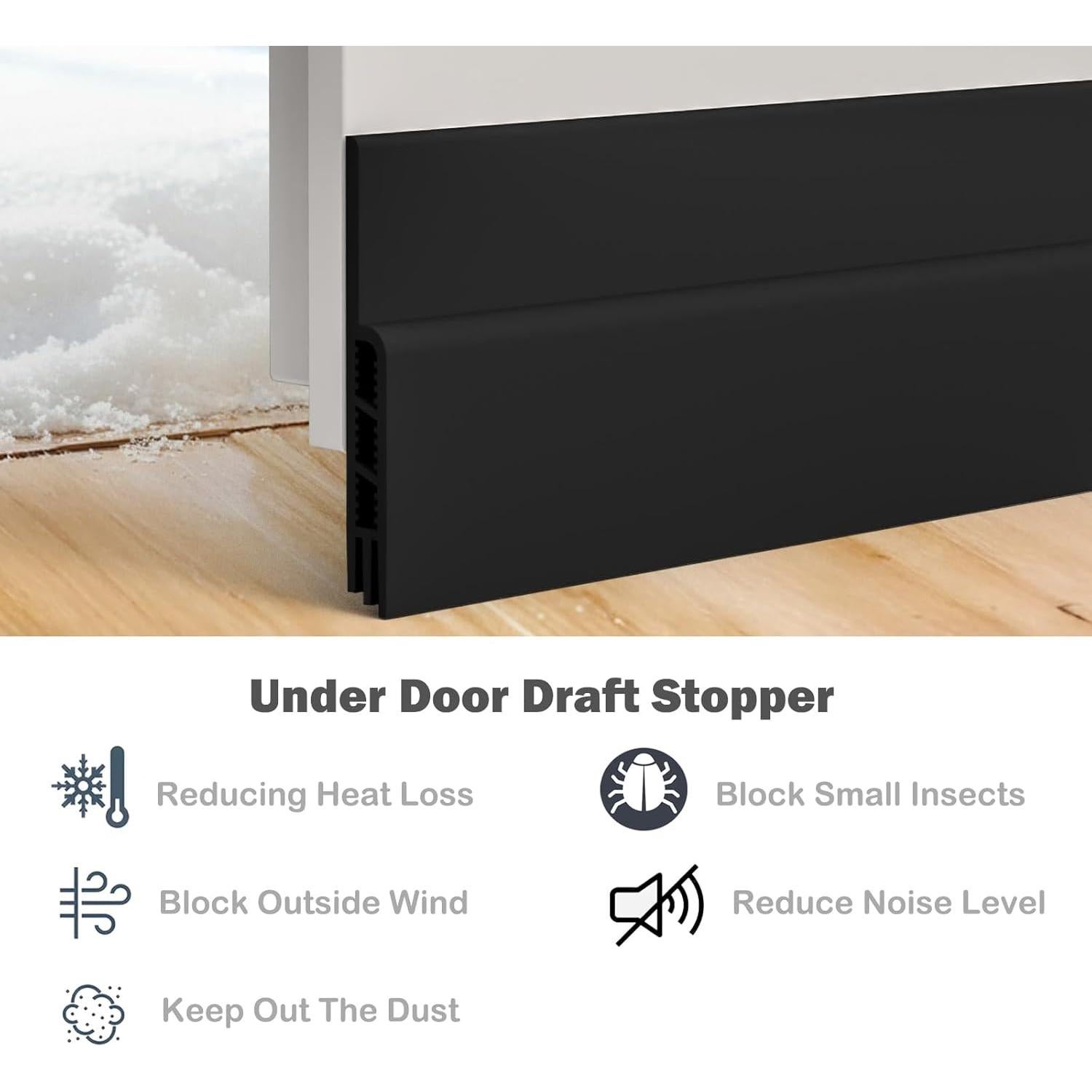 Sello de Clima para Puertas Timfcbs 5 cm x 99 cm Negro - Paquete de 5