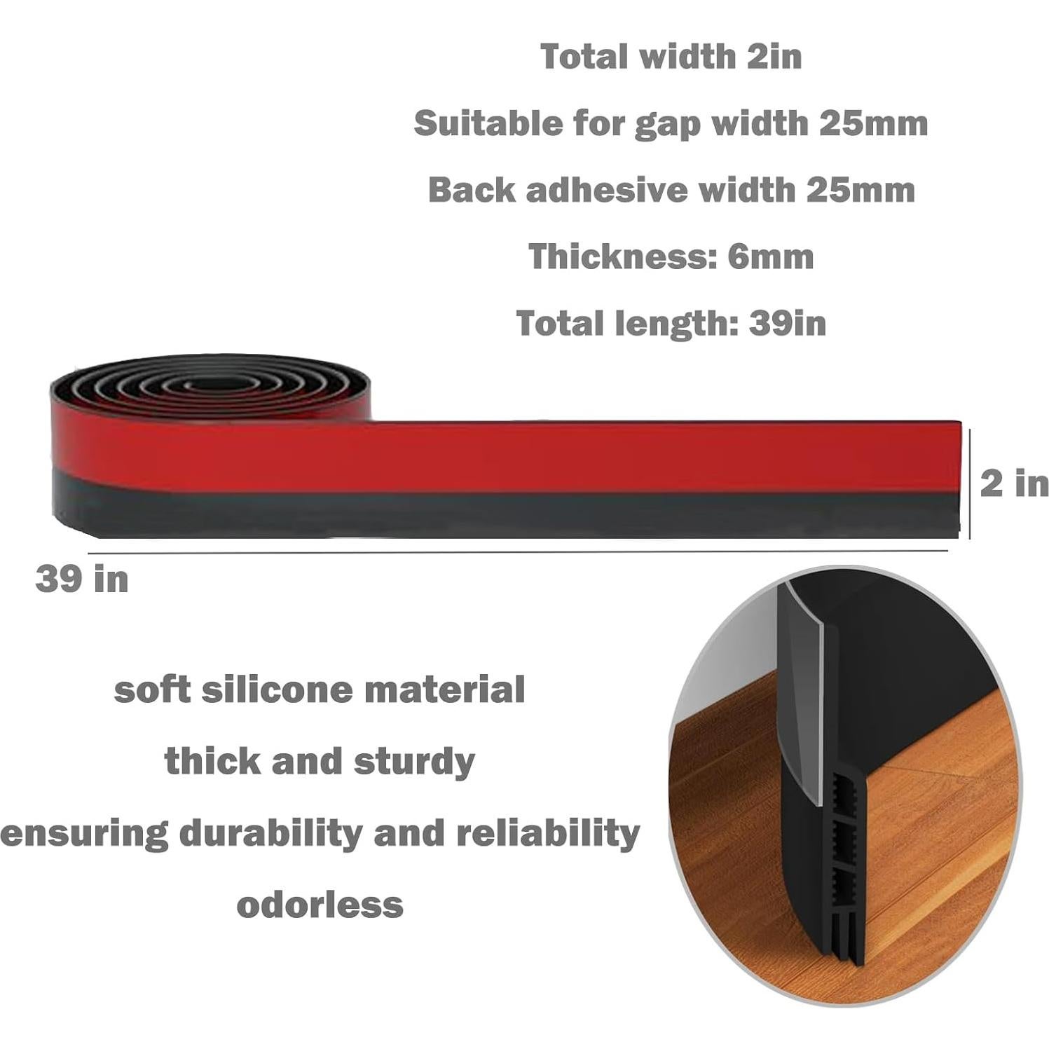 Sello de Clima para Puertas Timfcbs 5 cm x 99 cm Negro - Paquete de 5