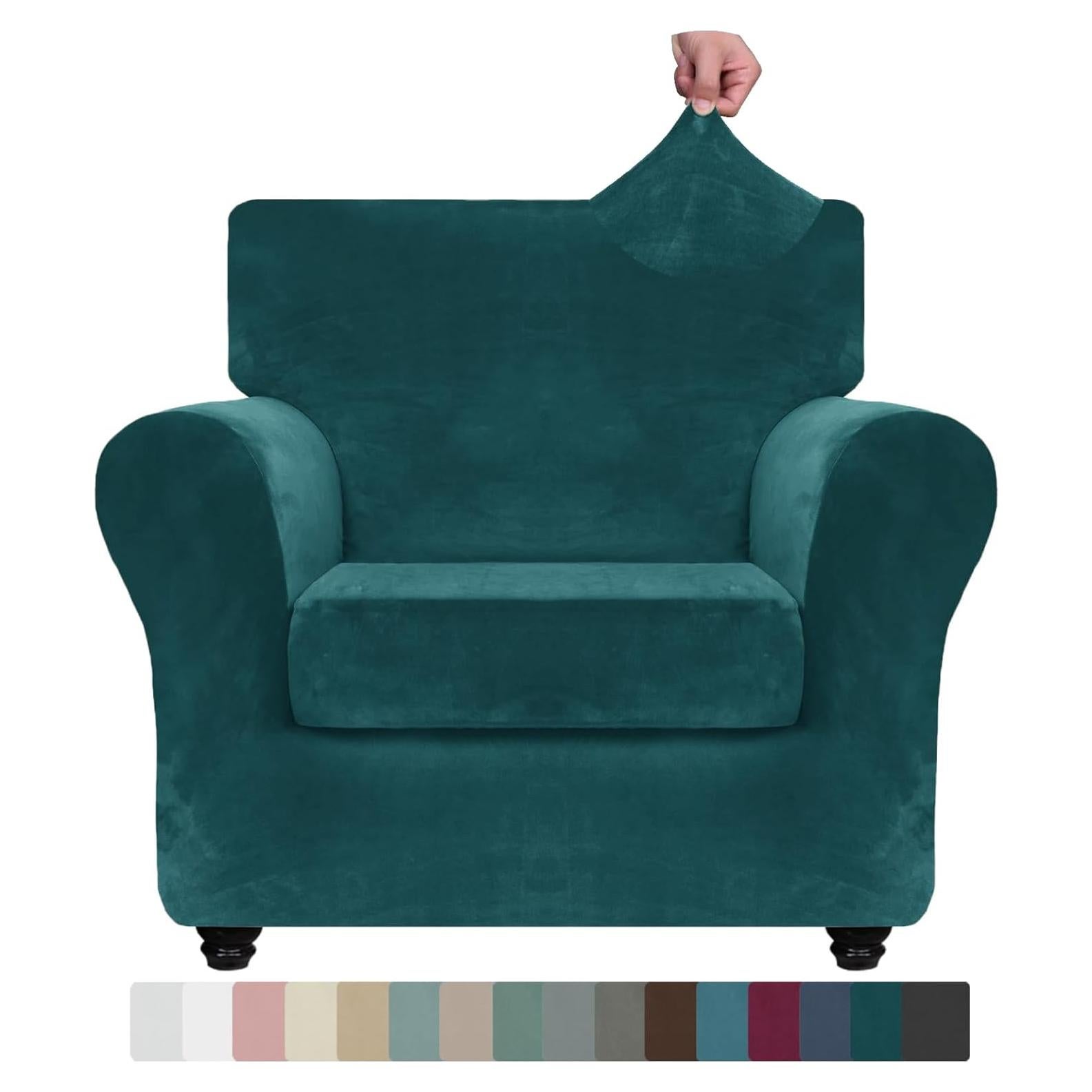 Funda de Silla de Terciopelo ZNSAYOTX 2 Piezas Verde Profundo