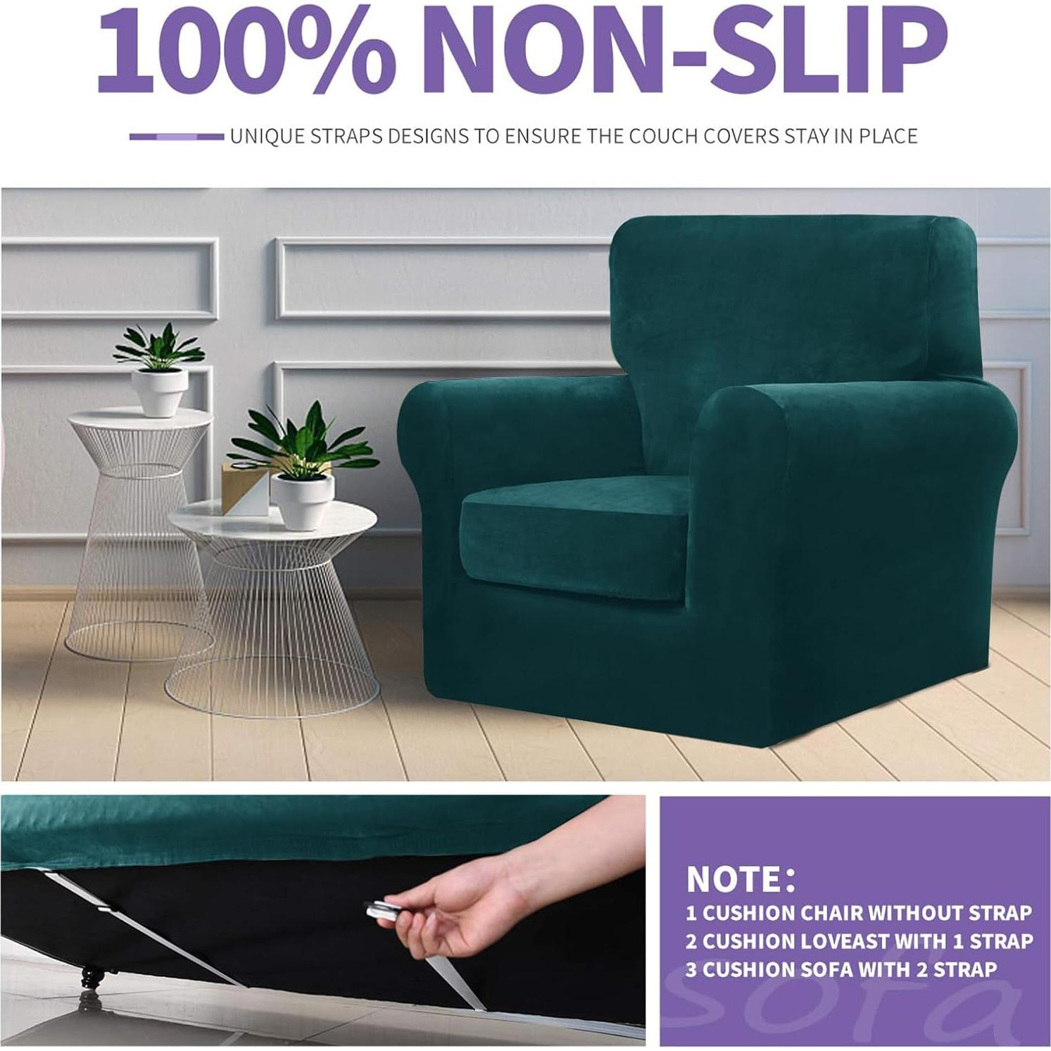 Funda de Silla de Terciopelo ZNSAYOTX 2 Piezas Verde Profundo