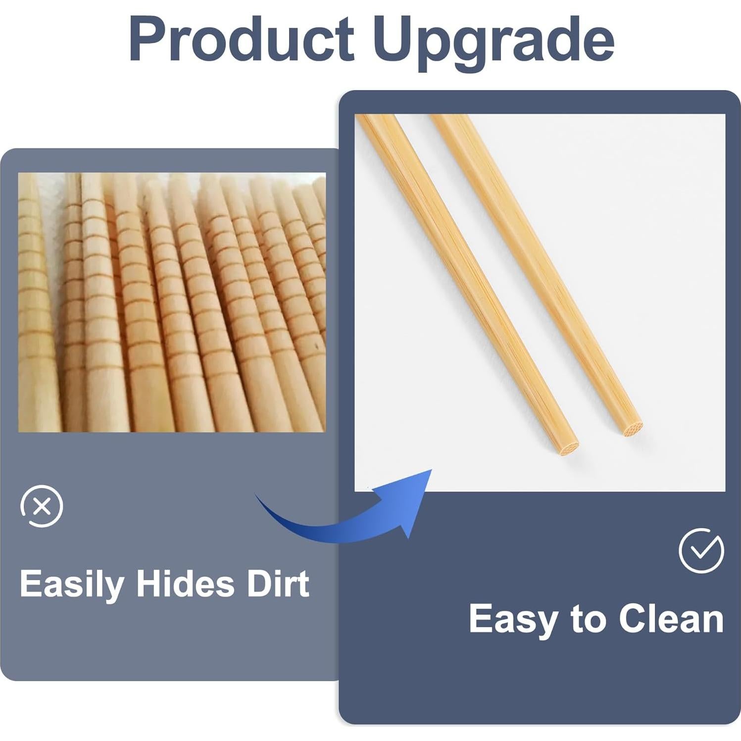 10 Pares Palillos de Bambú Reutilizables LOROTOCO 24 cm Antideslizantes