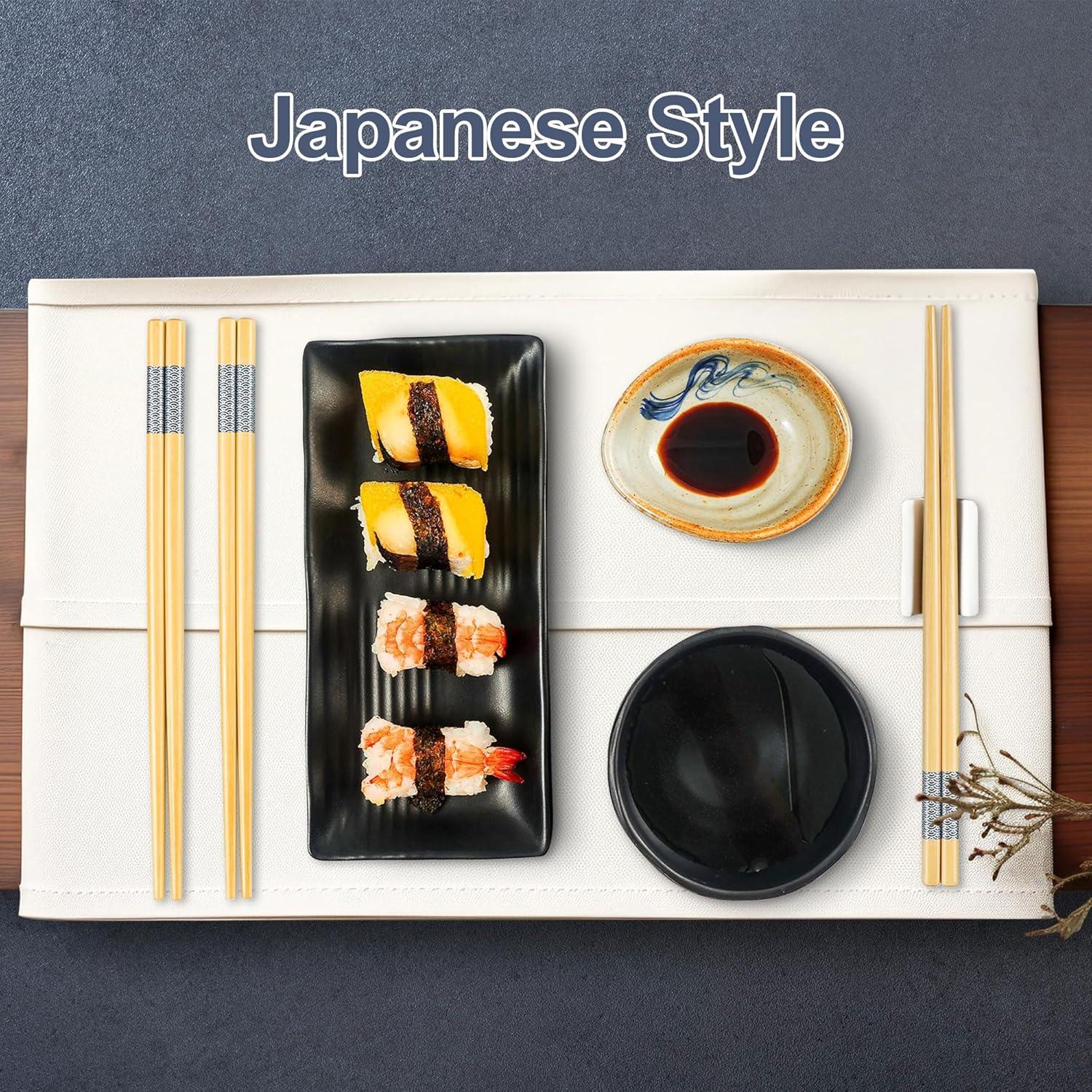 10 Pares Palillos de Bambú Reutilizables LOROTOCO 24 cm Antideslizantes